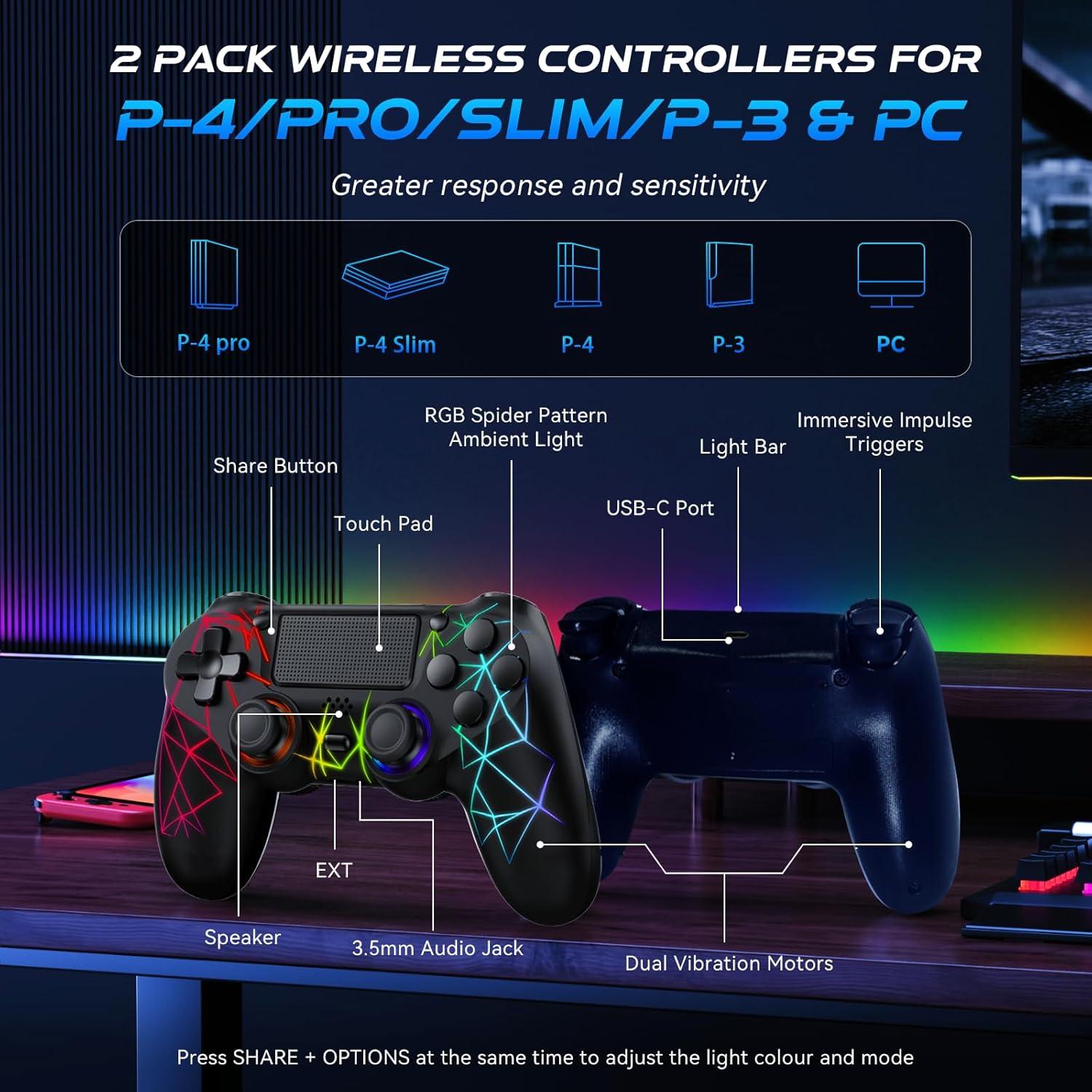 Controlador Inalámbrico GamingBoy PS4/PC RGB Doble Vibración