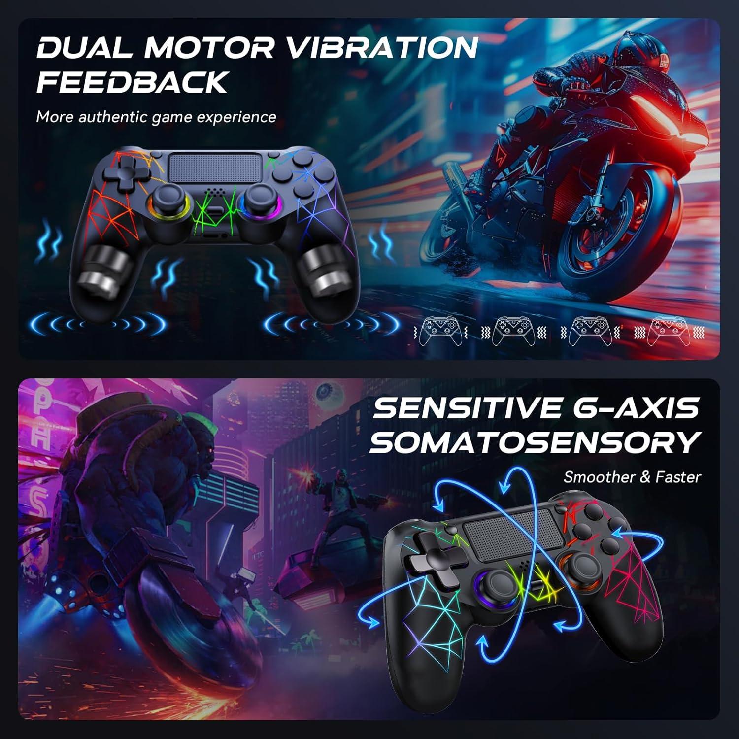 Controlador Inalámbrico GamingBoy PS4/PC RGB Doble Vibración