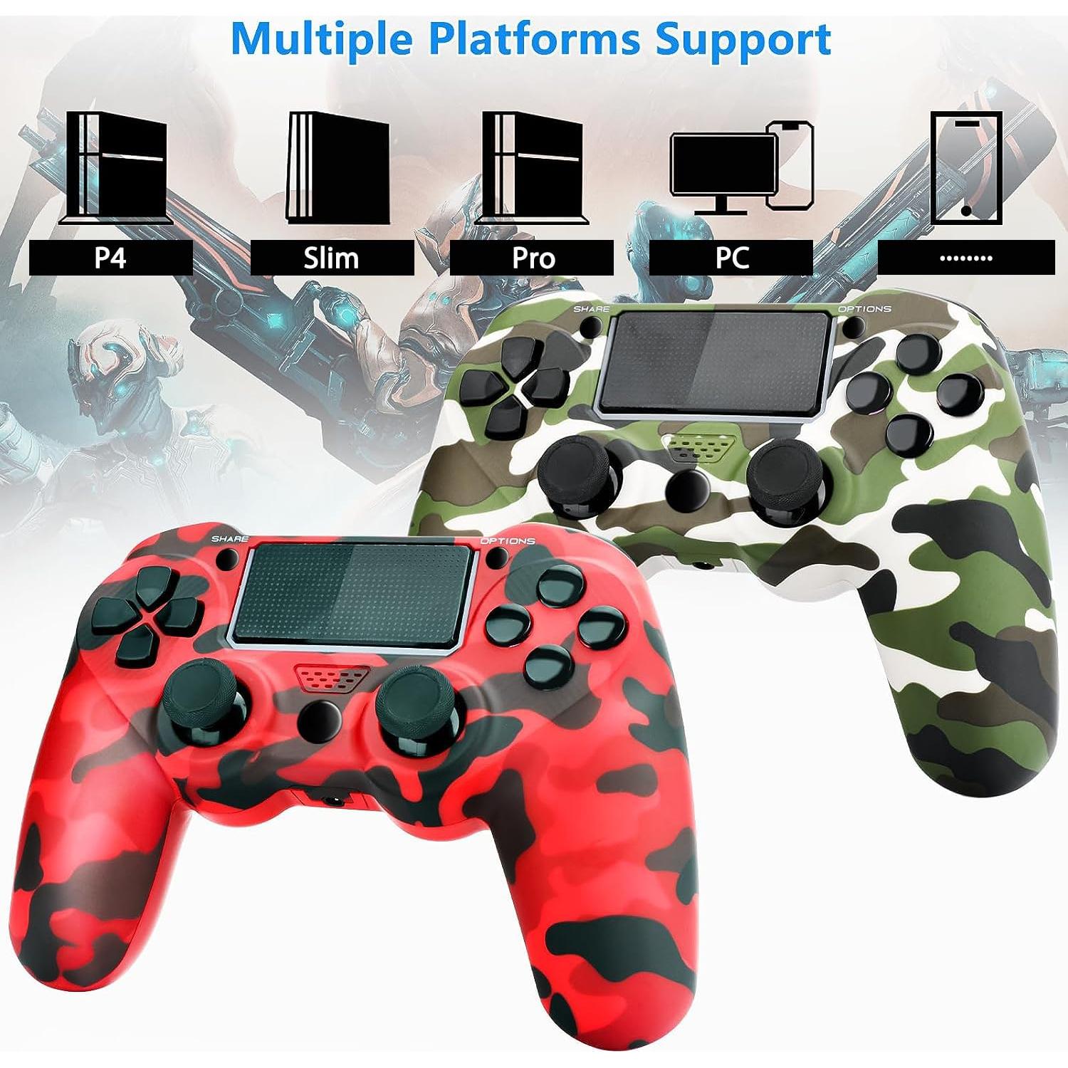 Controlador Inalámbrico SHEPUDRUC para PS4 - Camo Rojo y Verde