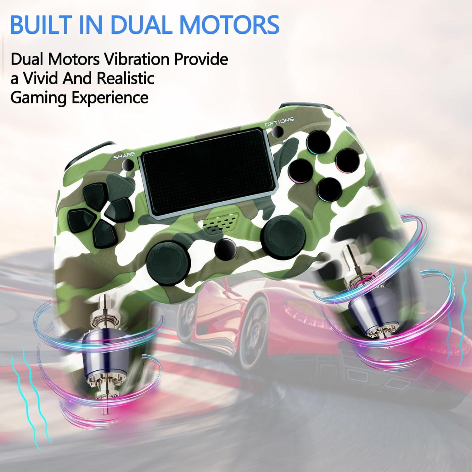 Controlador Inalámbrico SHEPUDRUC para PS4 - Camo Rojo y Verde