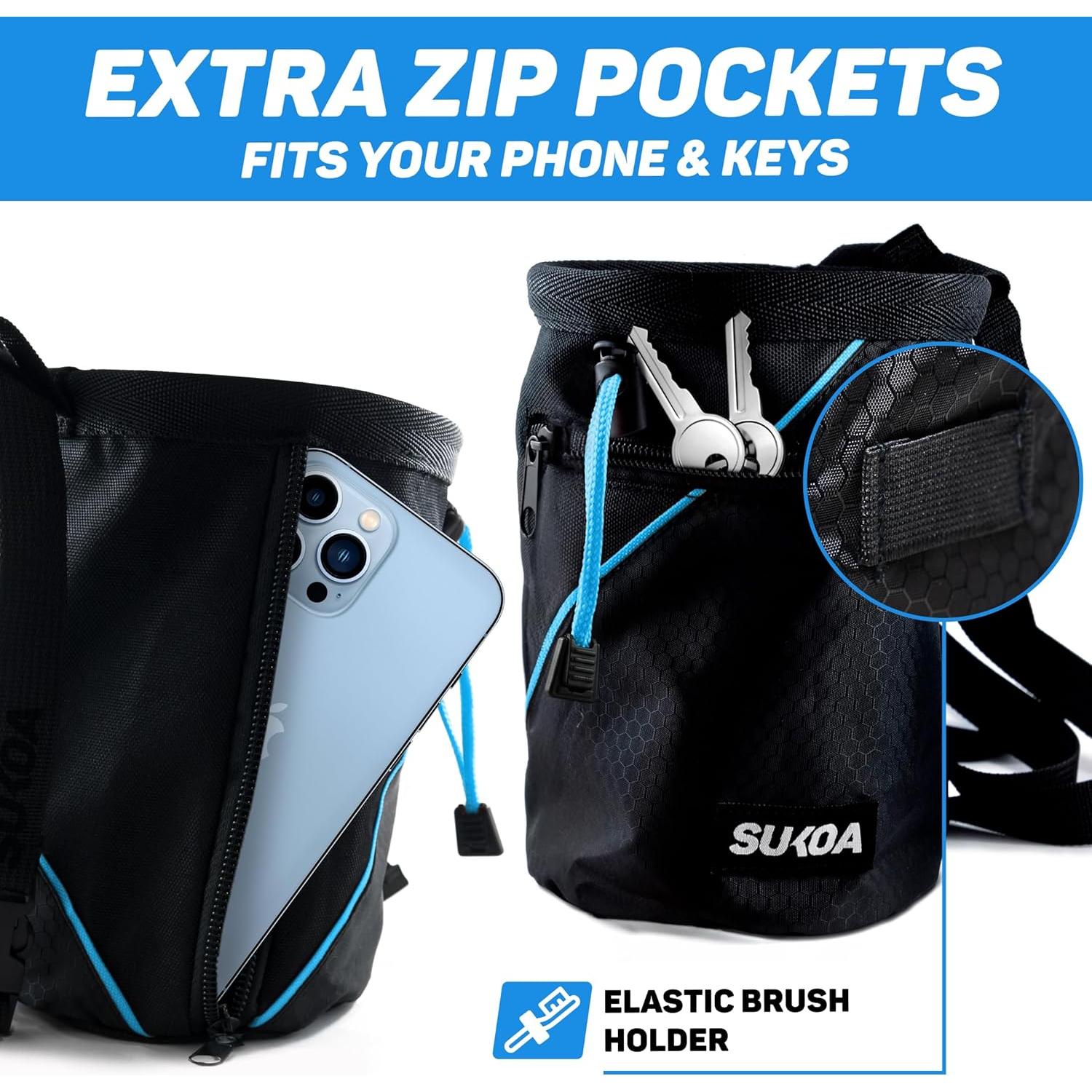 Bolsa de Tiza Sukoa Azul con 3 Bolsillos y Cinturón