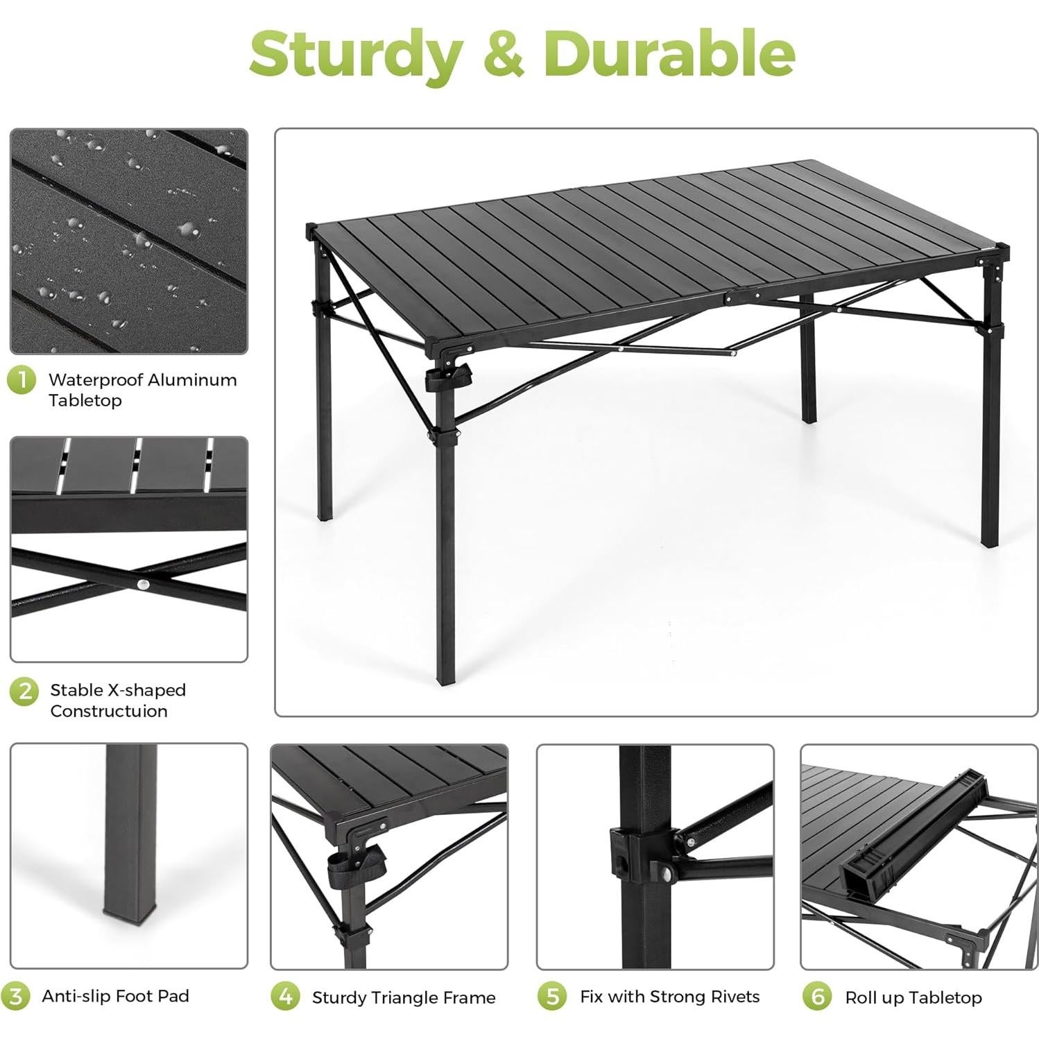 Mesa de Camping Plegable ALPHA CAMP 301-YYZ Ajustable