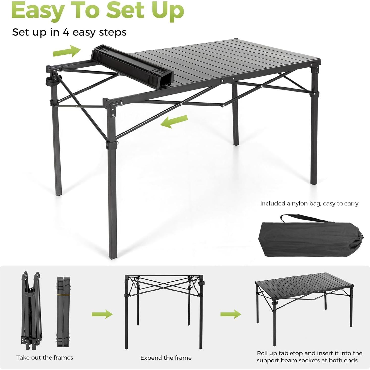 Mesa de Camping Plegable ALPHA CAMP 301-YYZ Ajustable