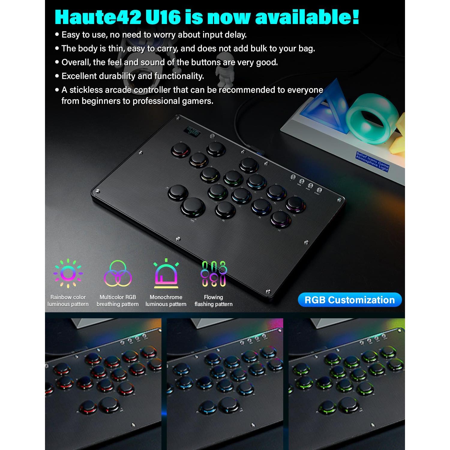 Controlador Arcade Sehawei U16 con RGB y Funciones Turbo