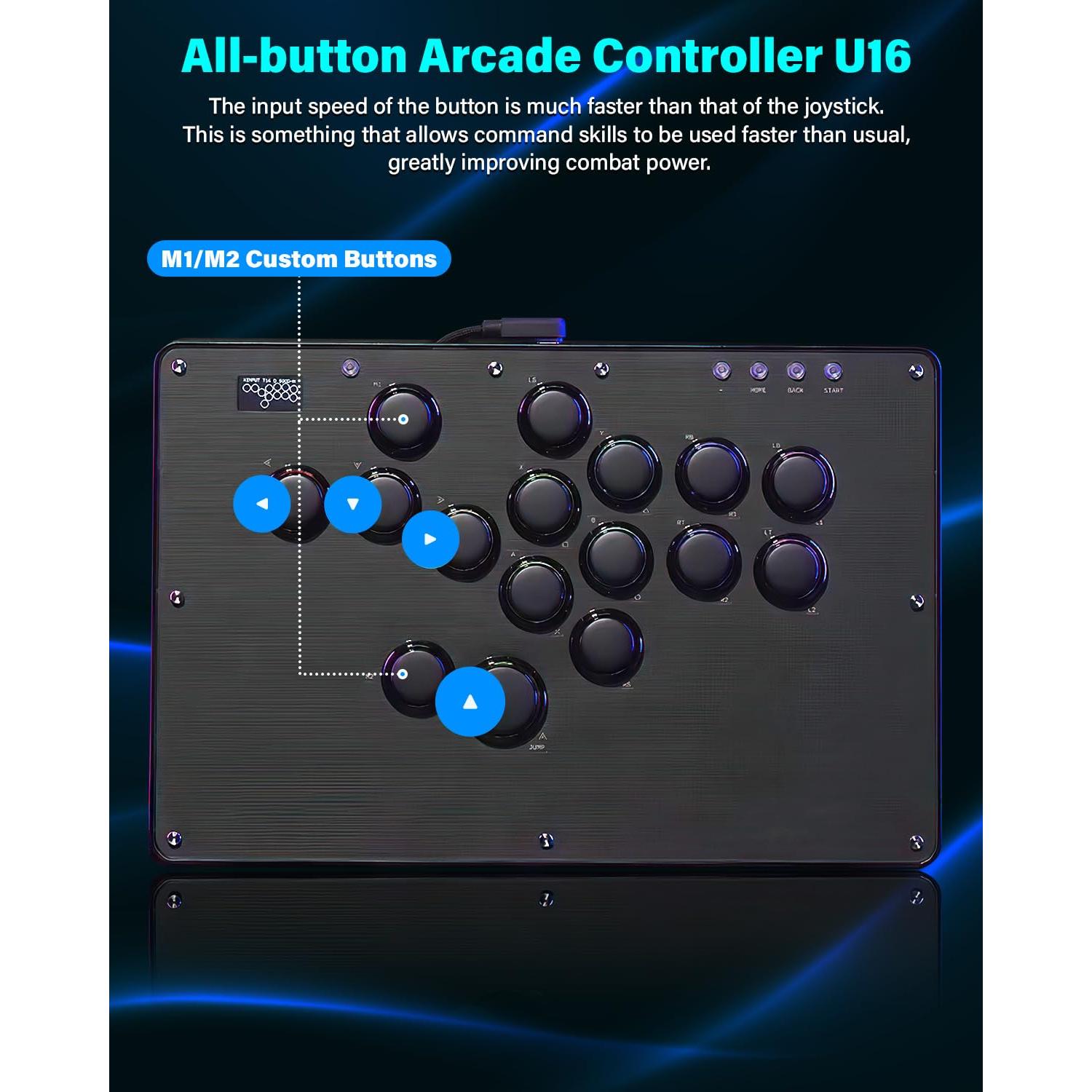 Controlador Arcade Sehawei U16 con RGB y Funciones Turbo
