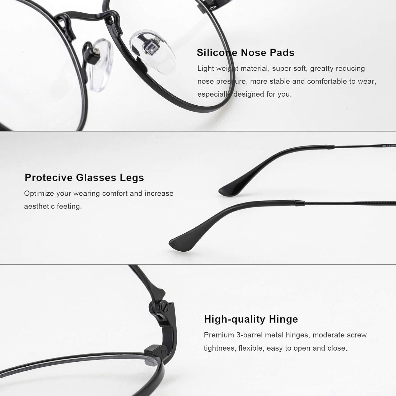 Gafas Redondas Metal Antiluz Azul Vintage 48mm 3.0x