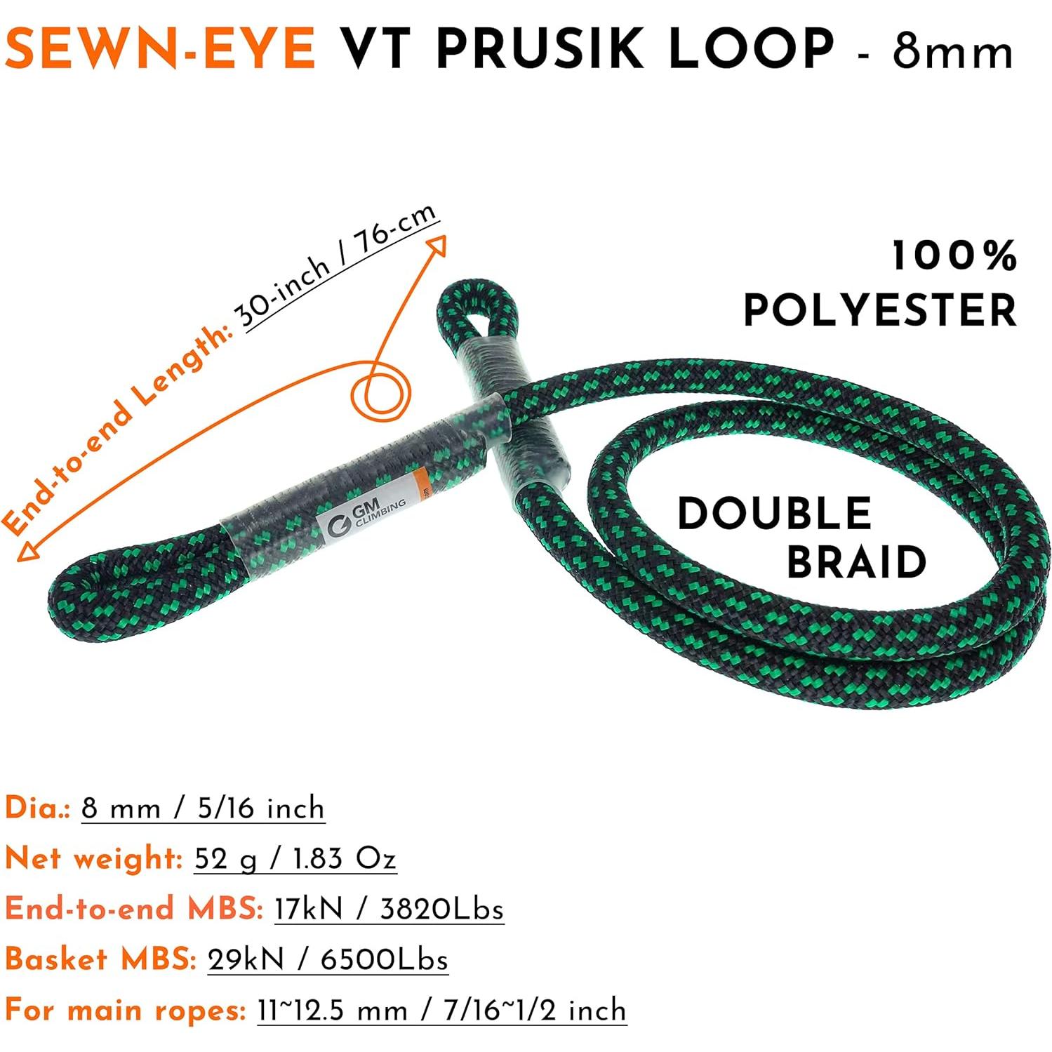 Cuerda Prusik 8mm GM CLIMBING 30cm y 45cm Ojo Cosido