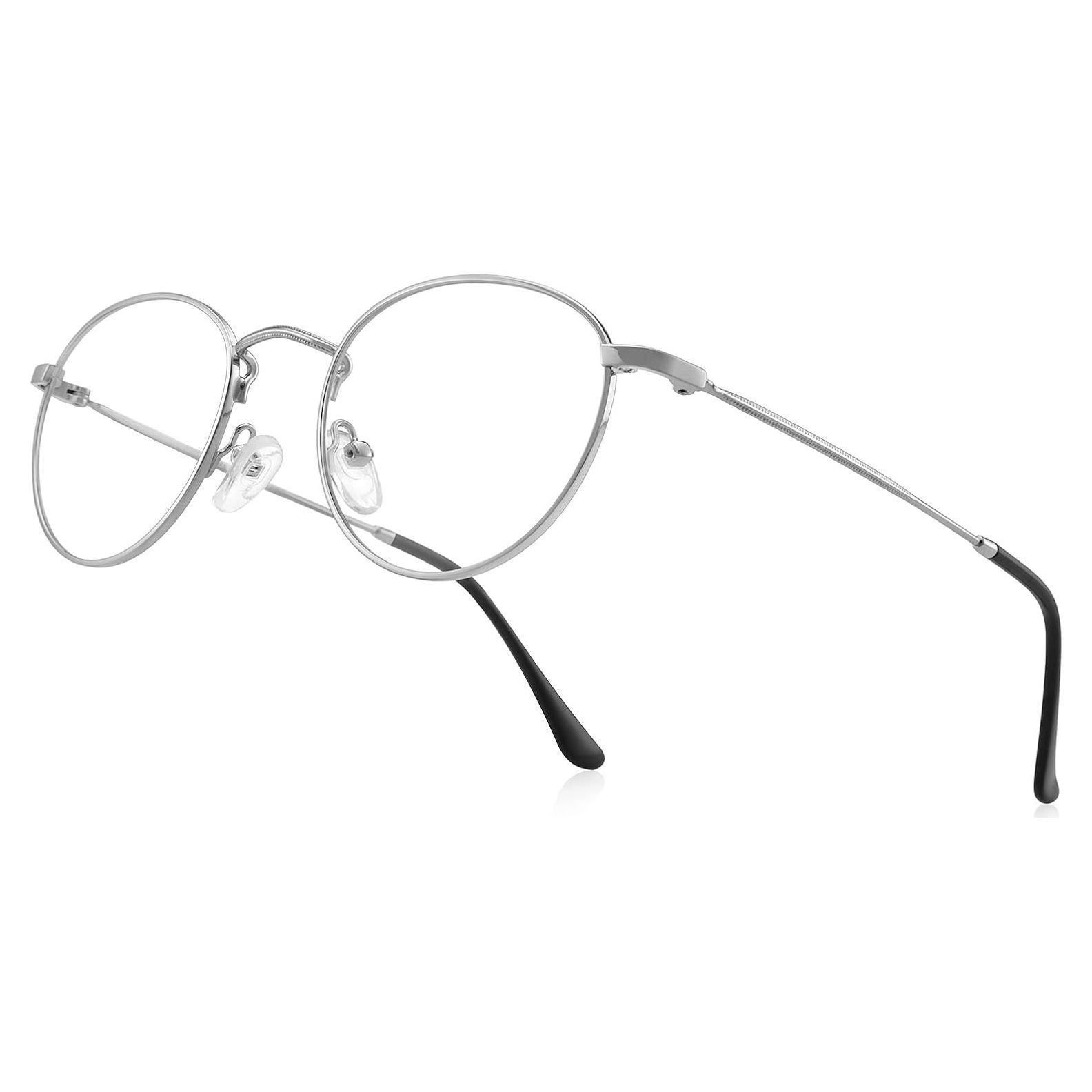 Gafas Redondas Metal Plata Anti Luz Azul 2.25x Vintage