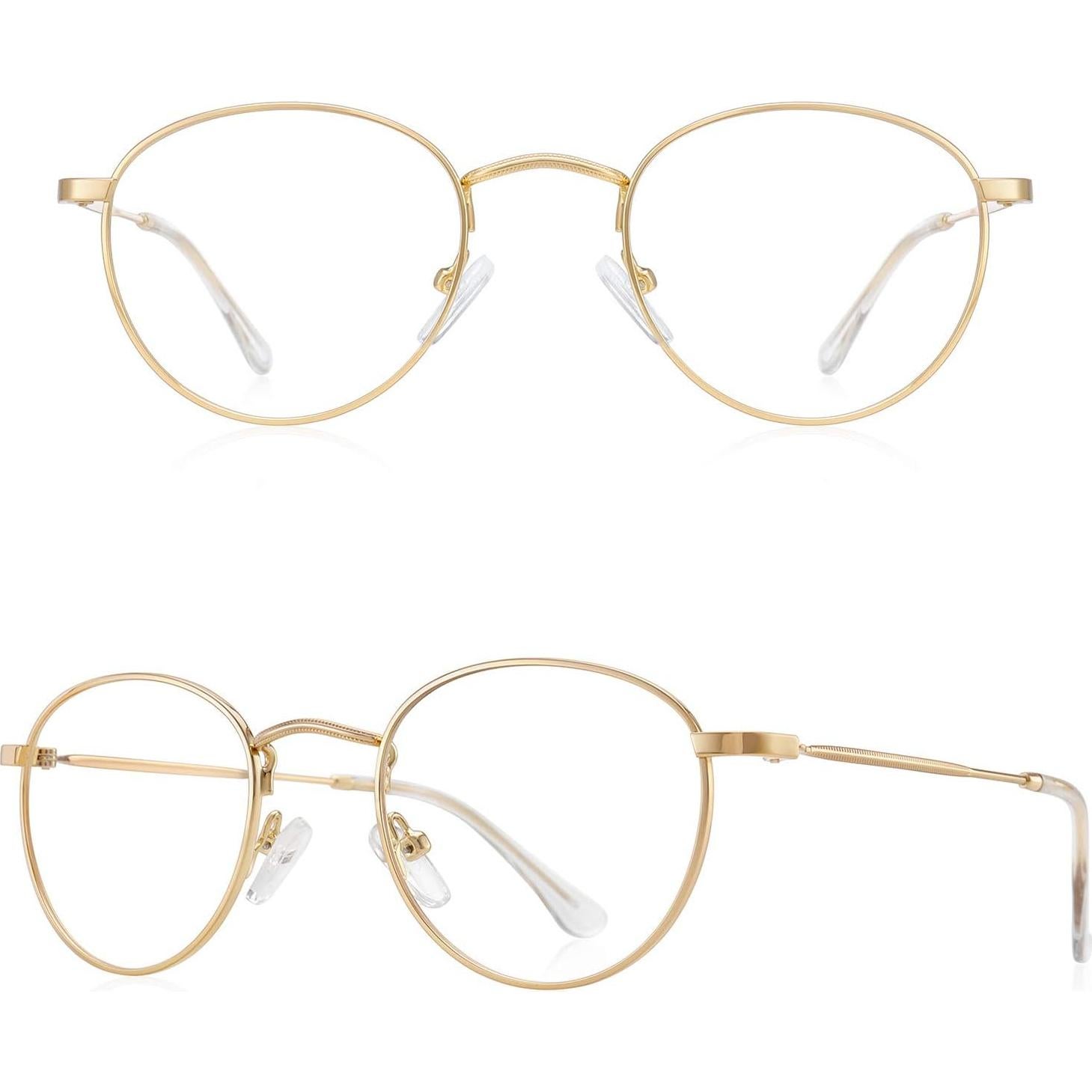 Gafas Redondas de Metal Vintage 2.0x Anti Luz Azul