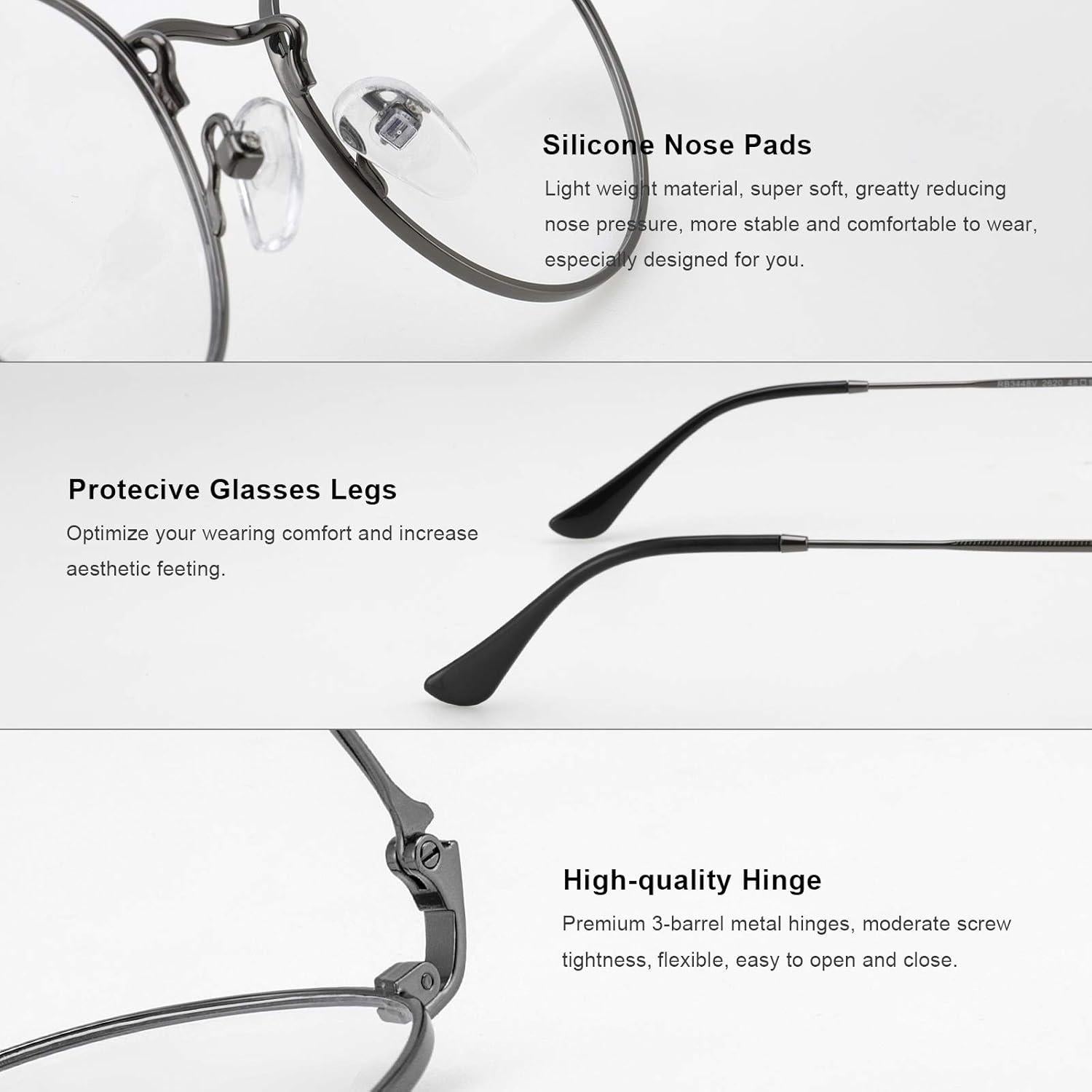 Gafas Redondas de Metal Vintage Anti Luz Azul 2.75x