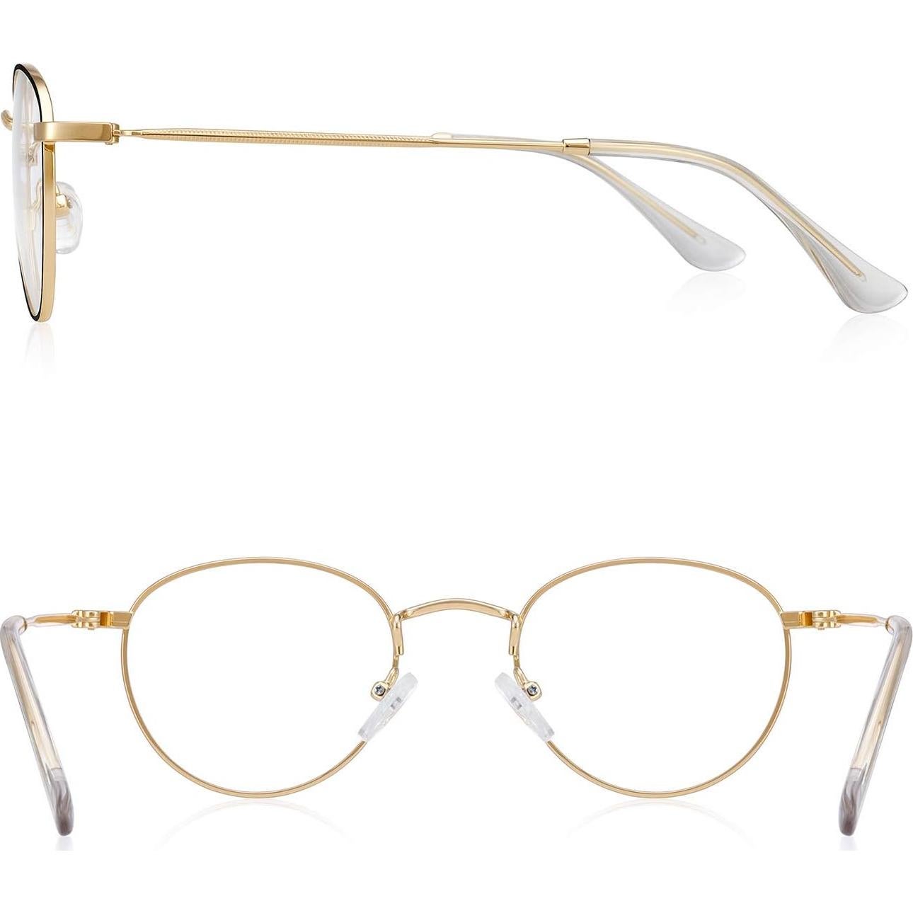 Gafas Redondas de Metal Oro y Negro Anti Luz Azul 1.5x