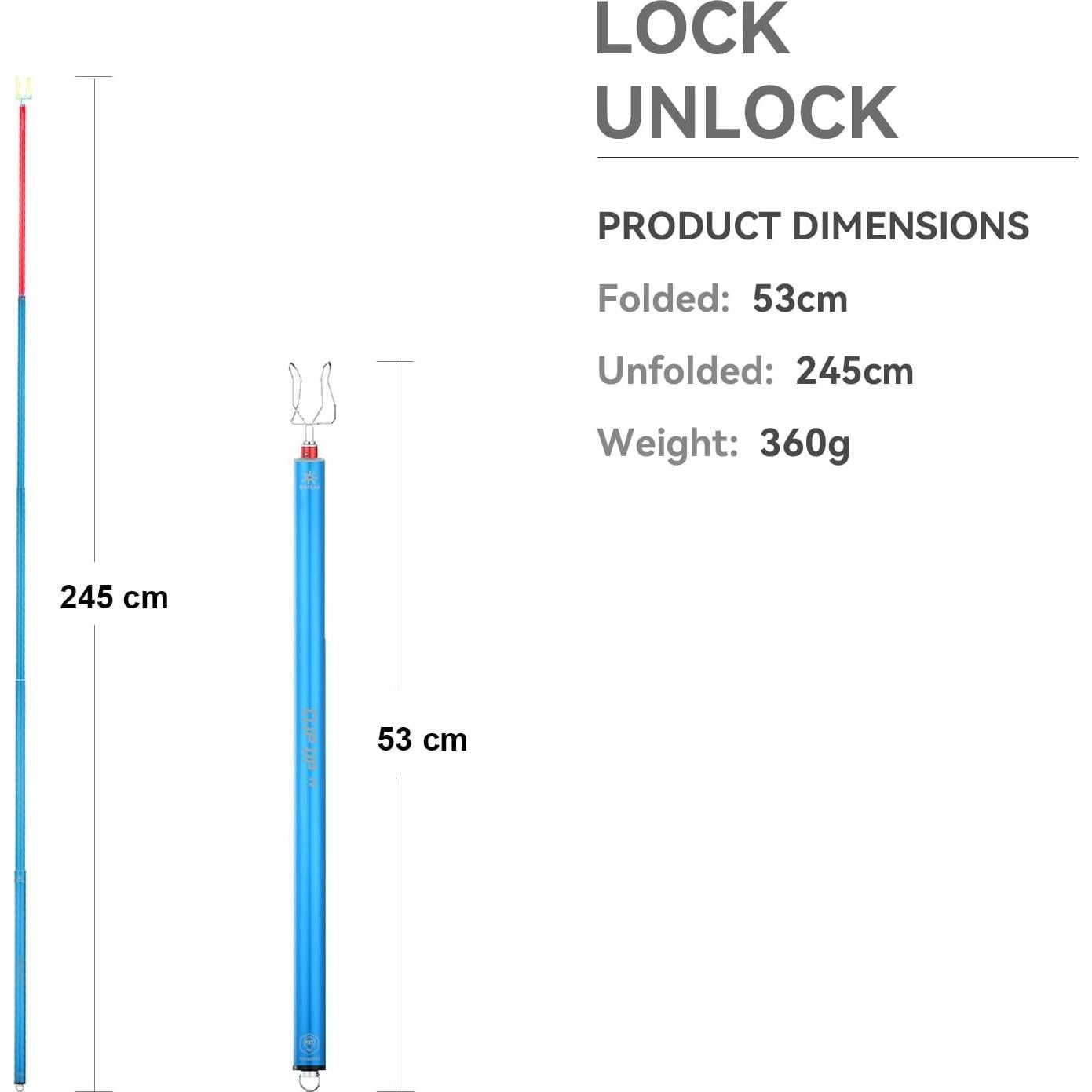 KAILAS Palo Extensible para Escalada 245 cm Azul
