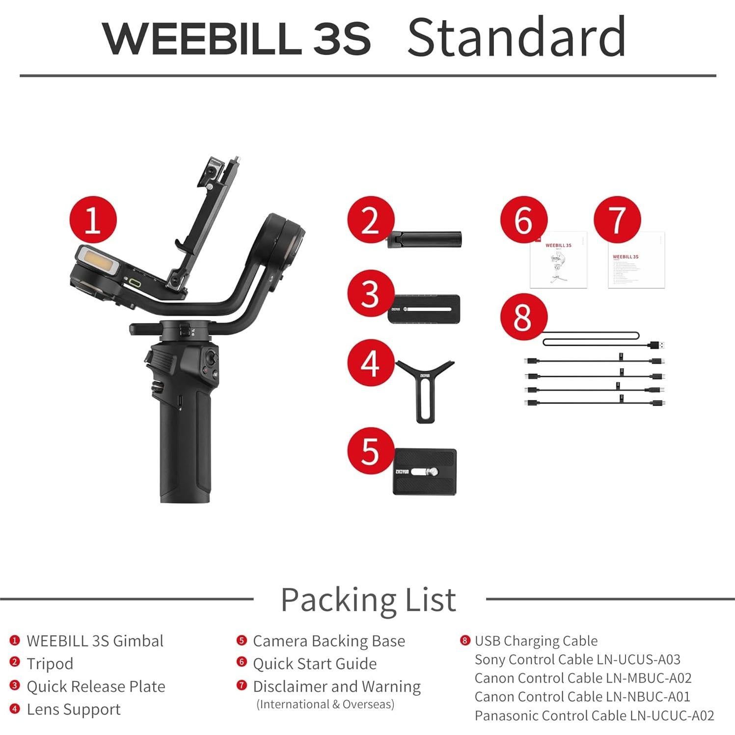 ZHIYUN Weebill 3S Estabilizador Gimbal para DSLR y Sin Espejo