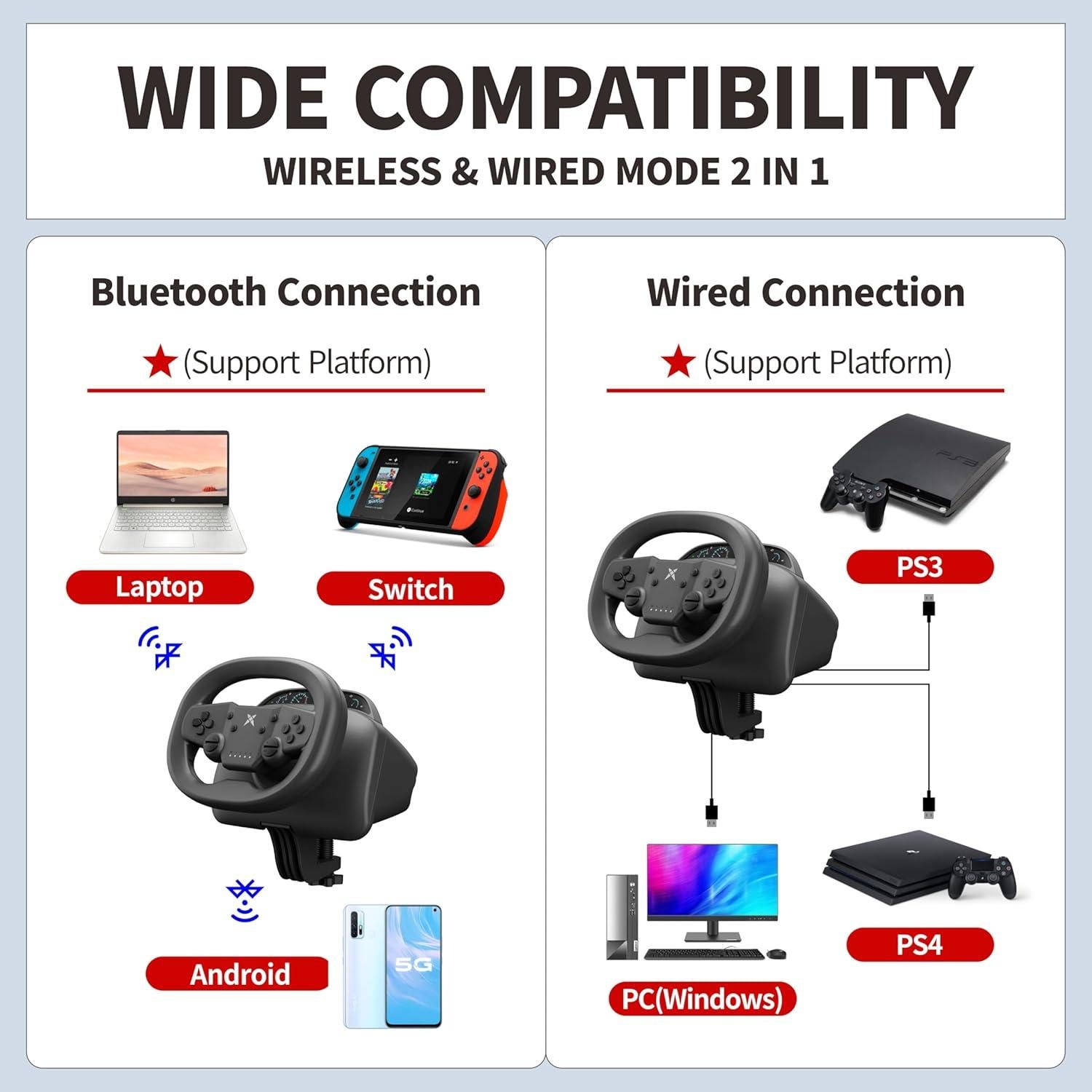 Volante de Juego DOYO KT820D Inalámbrico 270° para PS4/PC