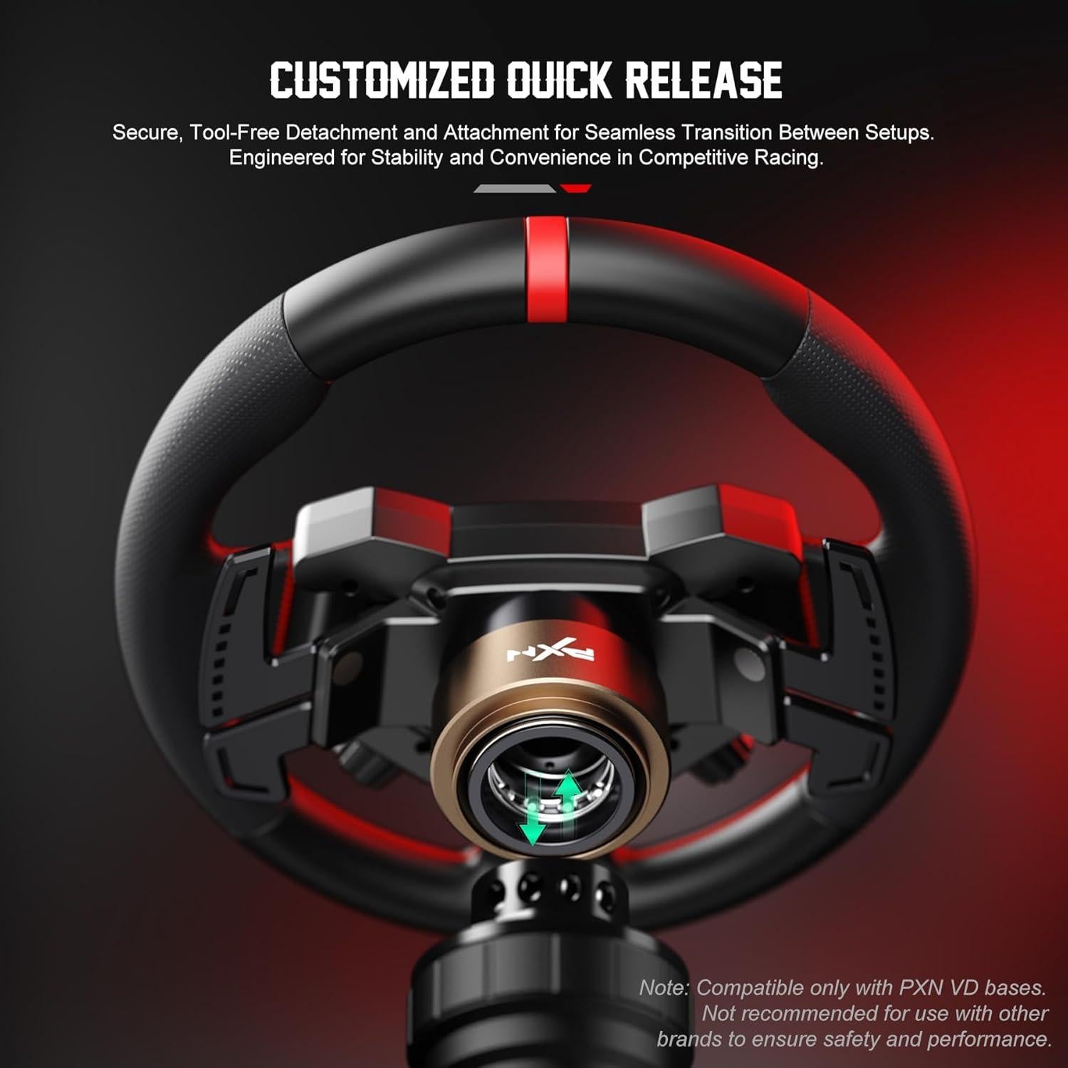 Volante de Carreras PXN W AS 28 cm - Liberación Rápida, RGB