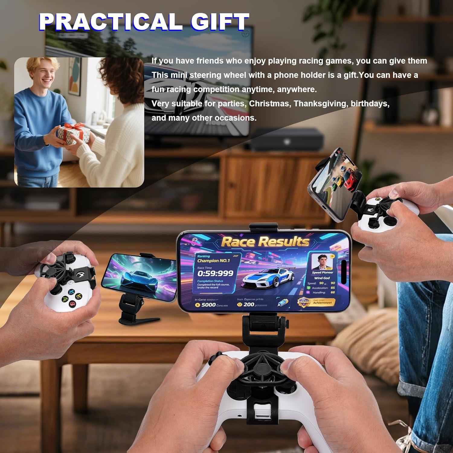 Mini Volante TXW con Soporte para Teléfono Xbox Blanco