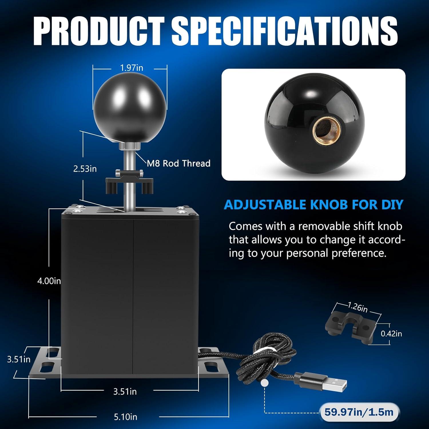 Simulador de Cambios Camoo USB 6+R para PC - Compatible G29 G27 G25