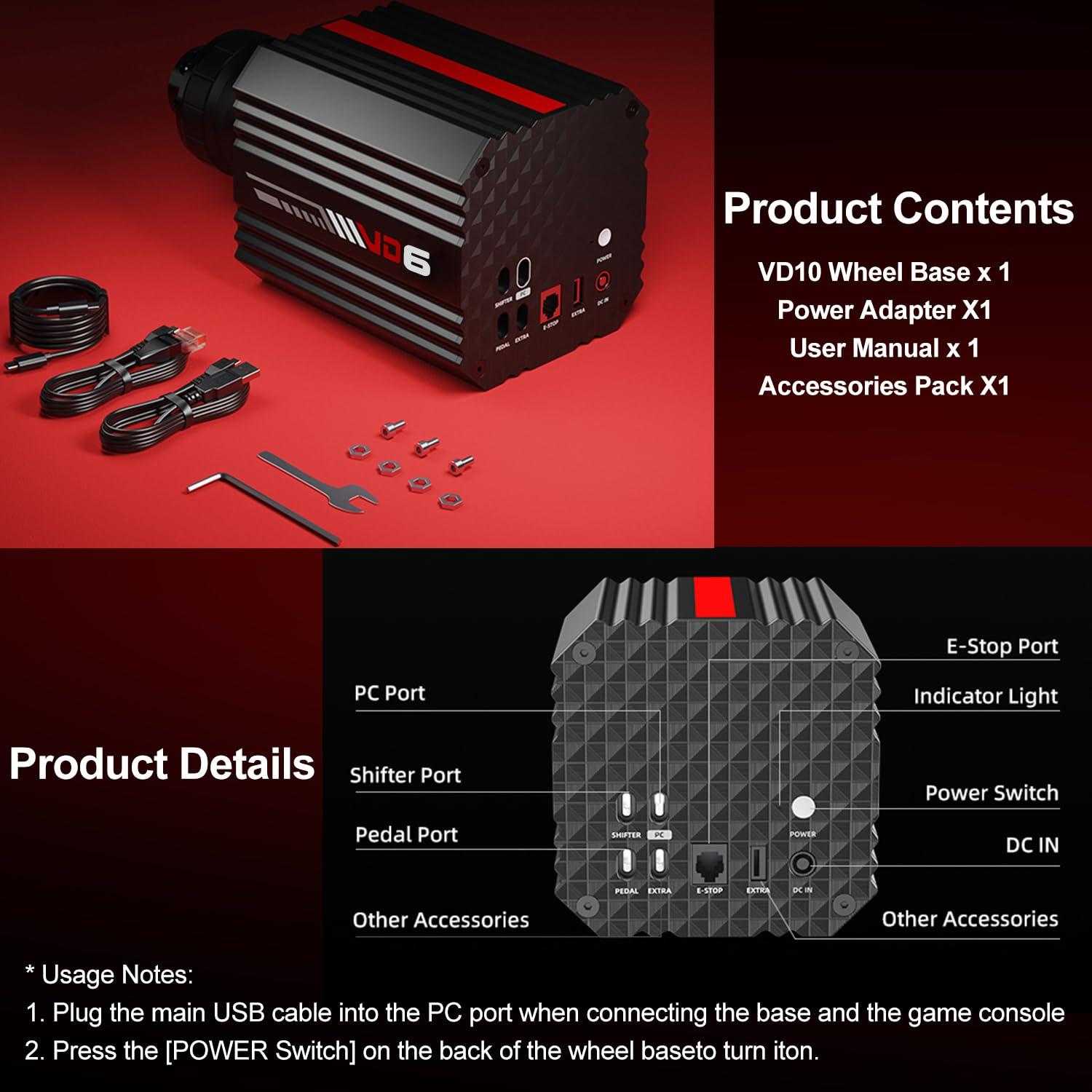 Base de Volante PXN VD6 Direct Drive 6Nm para PC