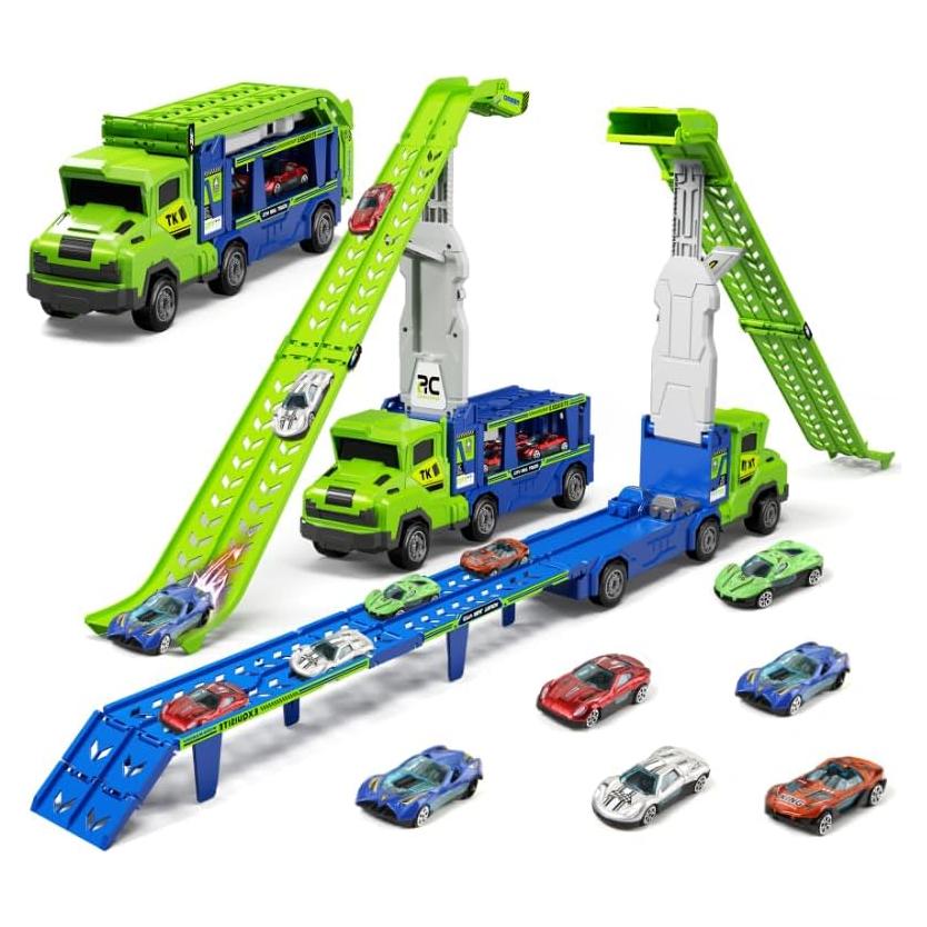 Camión Transportador BainGesk 3 en 1 con 6 Coches de Metal