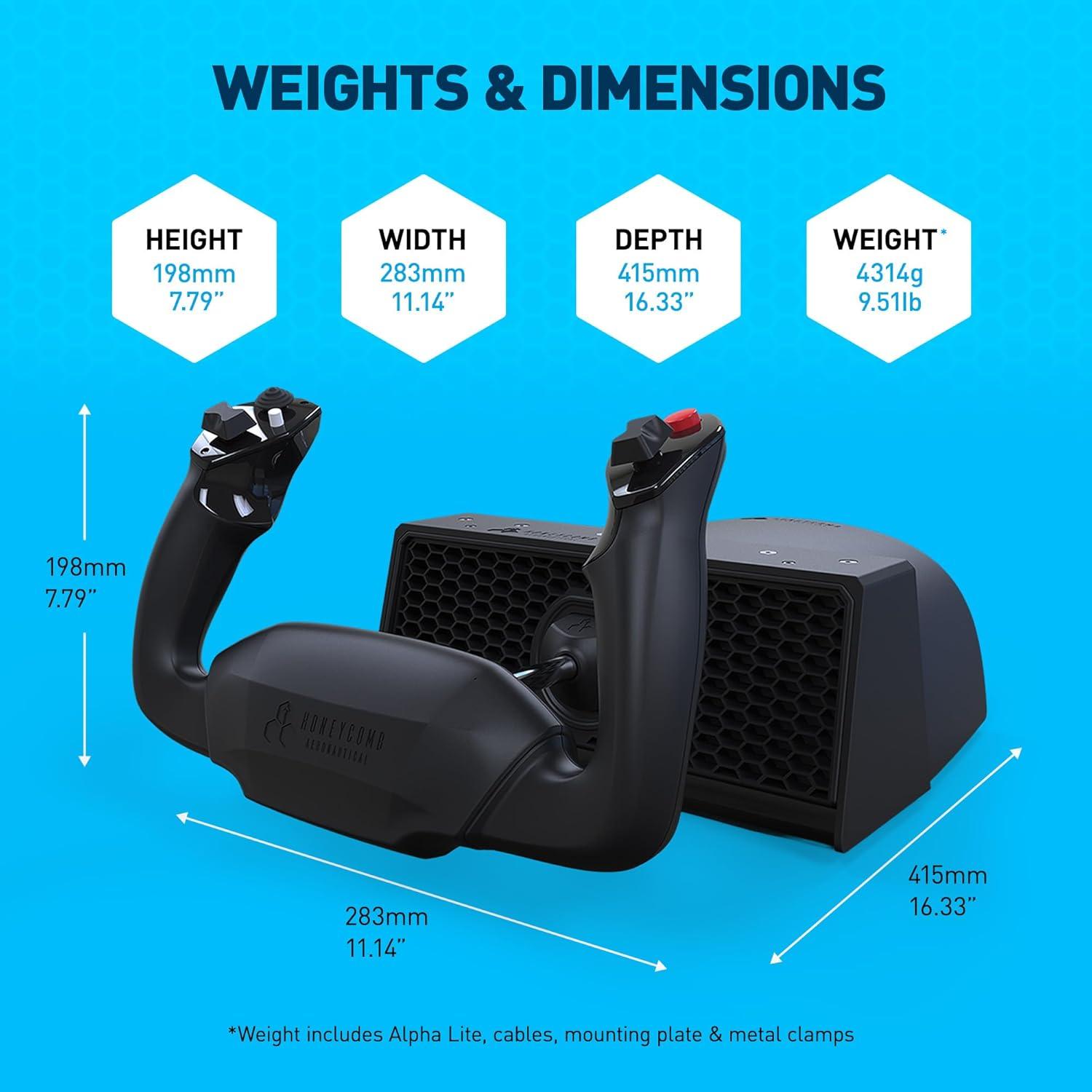 Yugo de Vuelo Honeycomb Alpha LITE - 180° Rotación, 4.49 kg