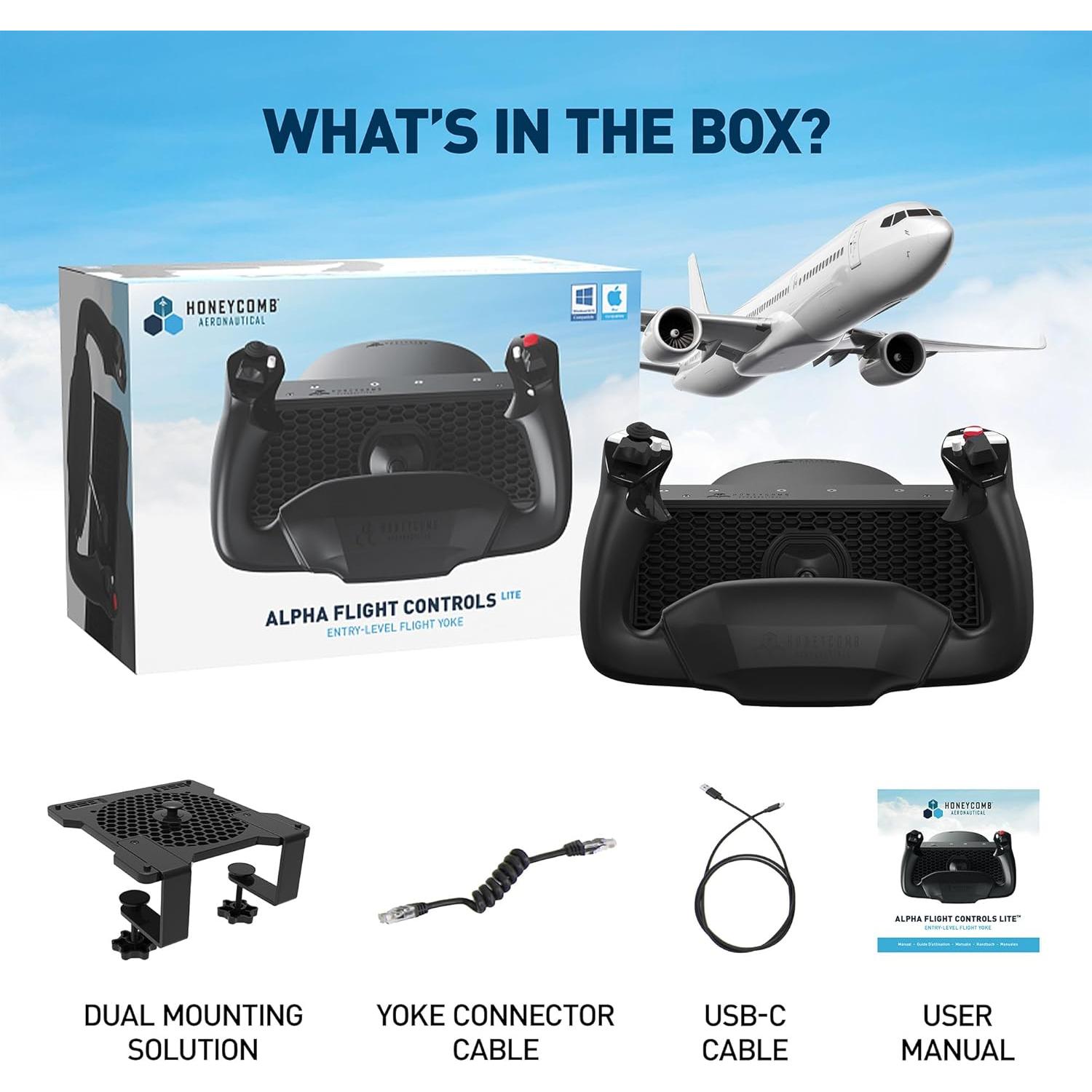 Yugo de Vuelo Honeycomb Alpha LITE - 180° Rotación, 4.49 kg