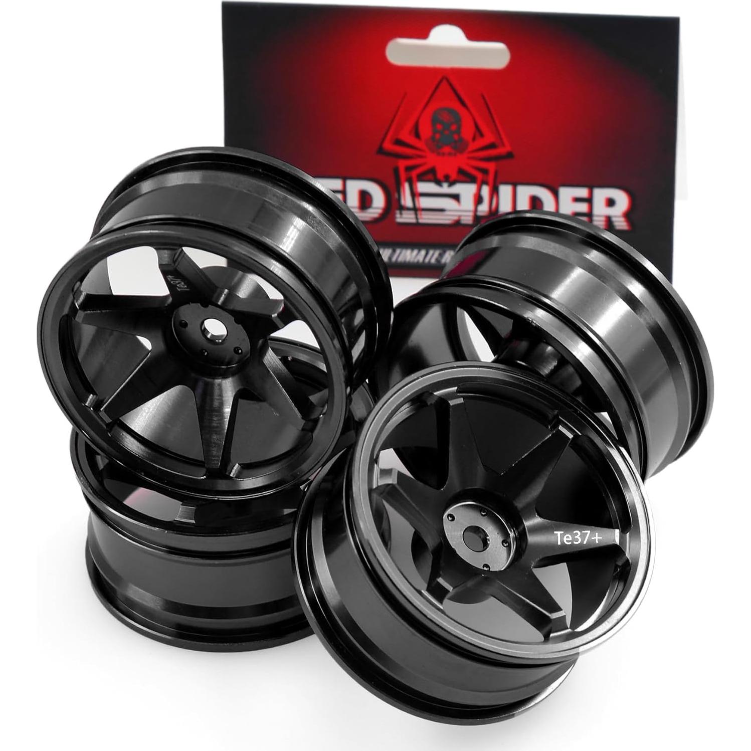 Ruedas Drift RC 1:10 REDSPIDER Aluminio 12mm Hex 4PCS Negro