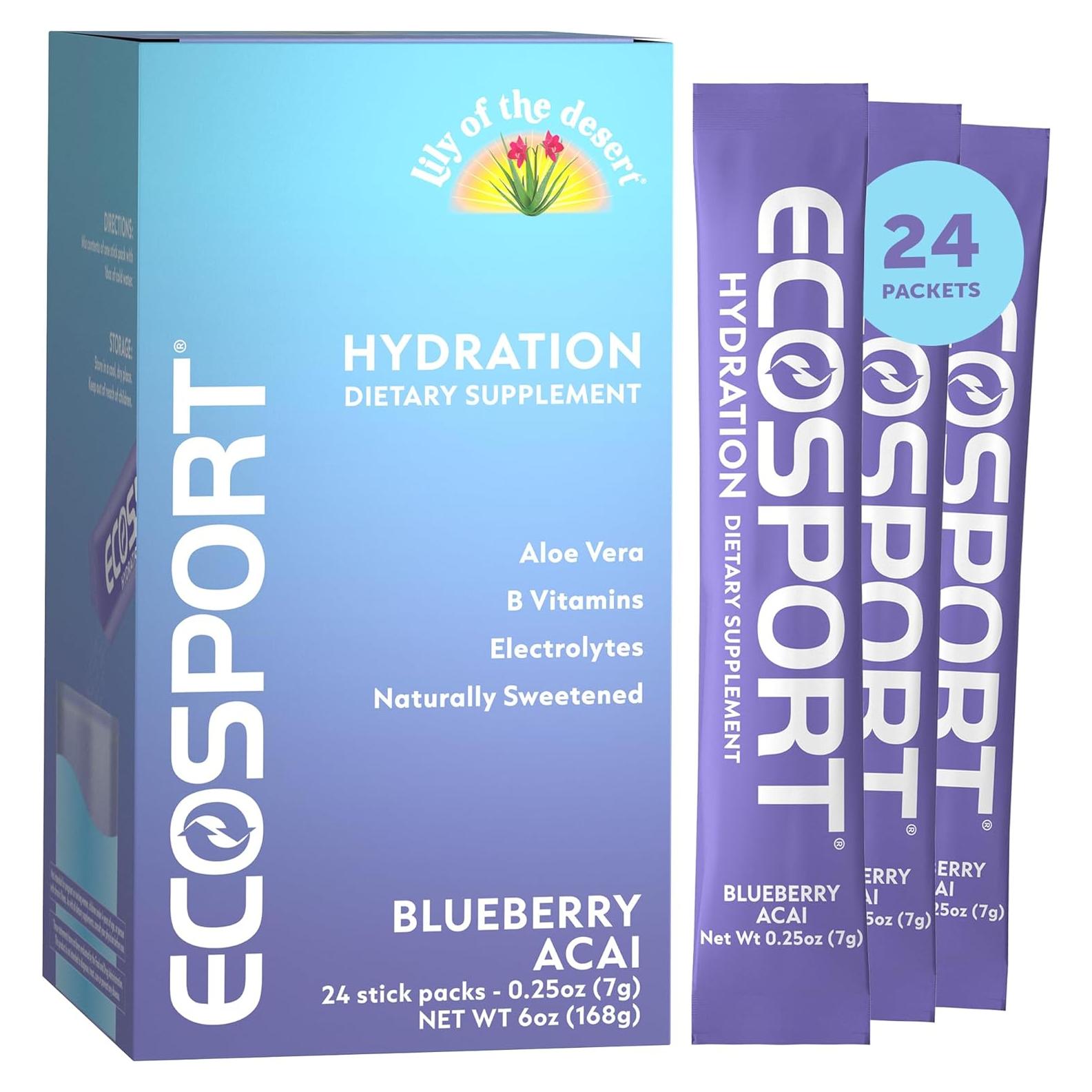 Polvo de Hidratación EcoSport Lirio del Desierto - 24 Paquetes Arándano Acai