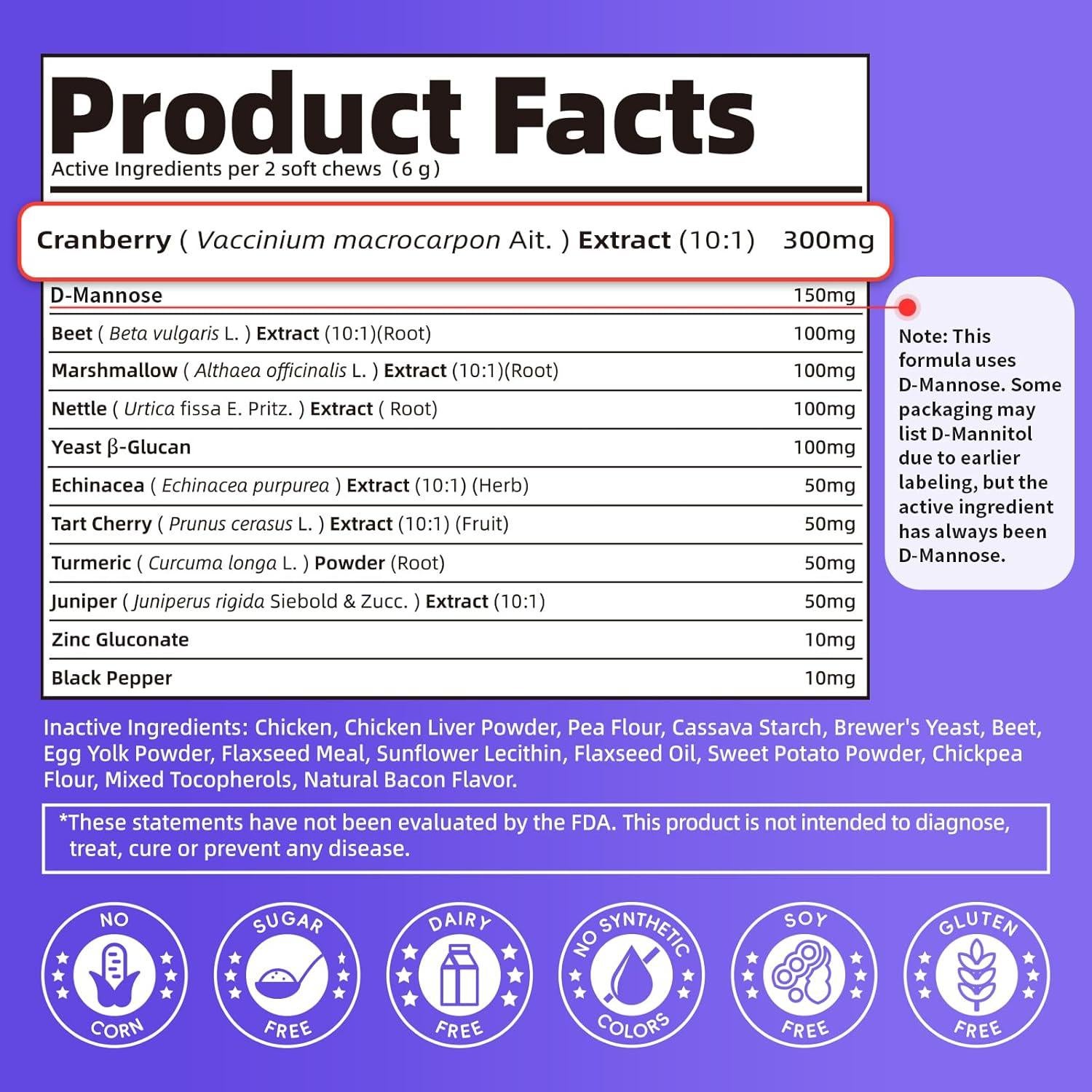 Suplemento Urinario para Perros POPPAW - Arándano y D-Mannosa, 90 Masticables