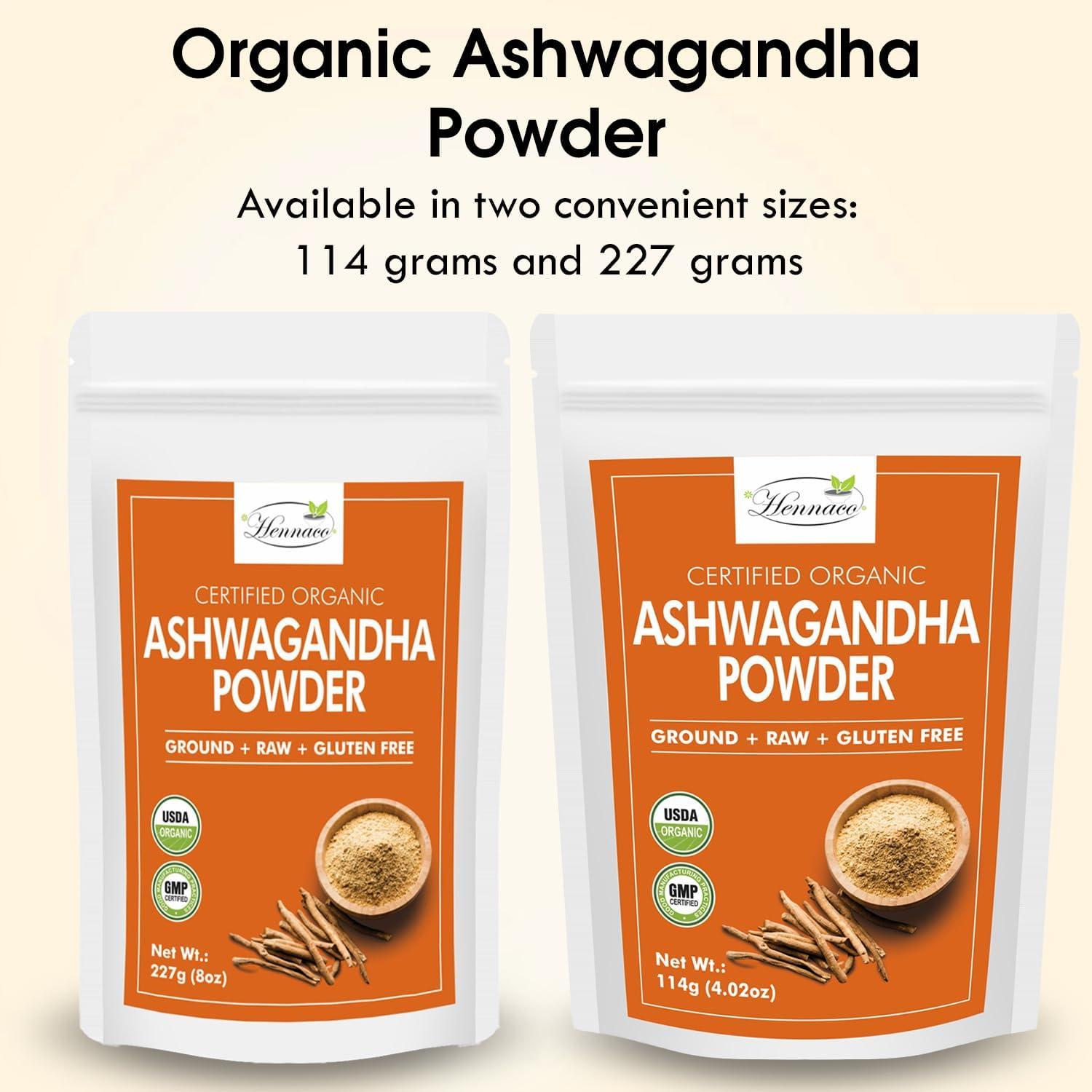 Polvo de Ashwagandha Orgánico Hennaco 114 Gramos - Puro y Natural