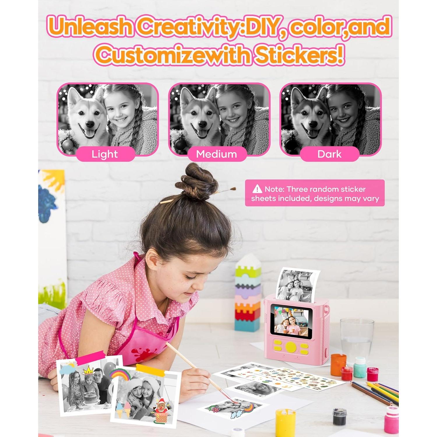 Cámara Instantánea para Niños WONNIE 1080P Rosa 32GB