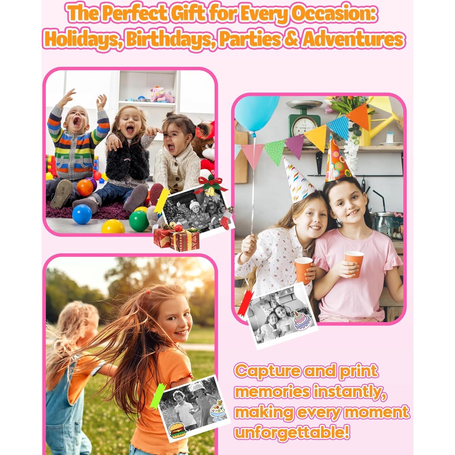 Cámara Instantánea para Niños WONNIE 1080P Rosa 32GB