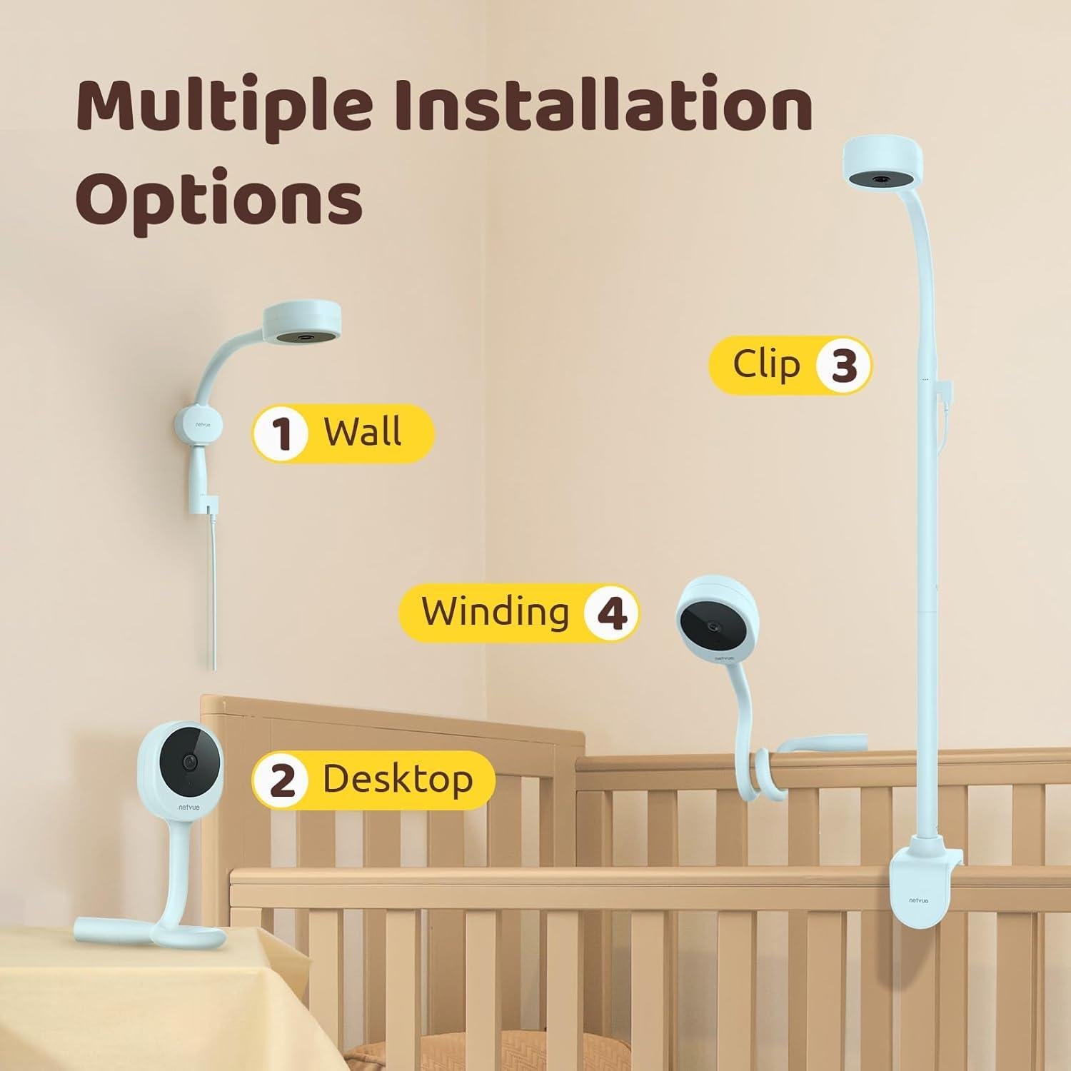 Cámara para Bebés NETVUE Peekababy 1080p Wi-Fi Azul