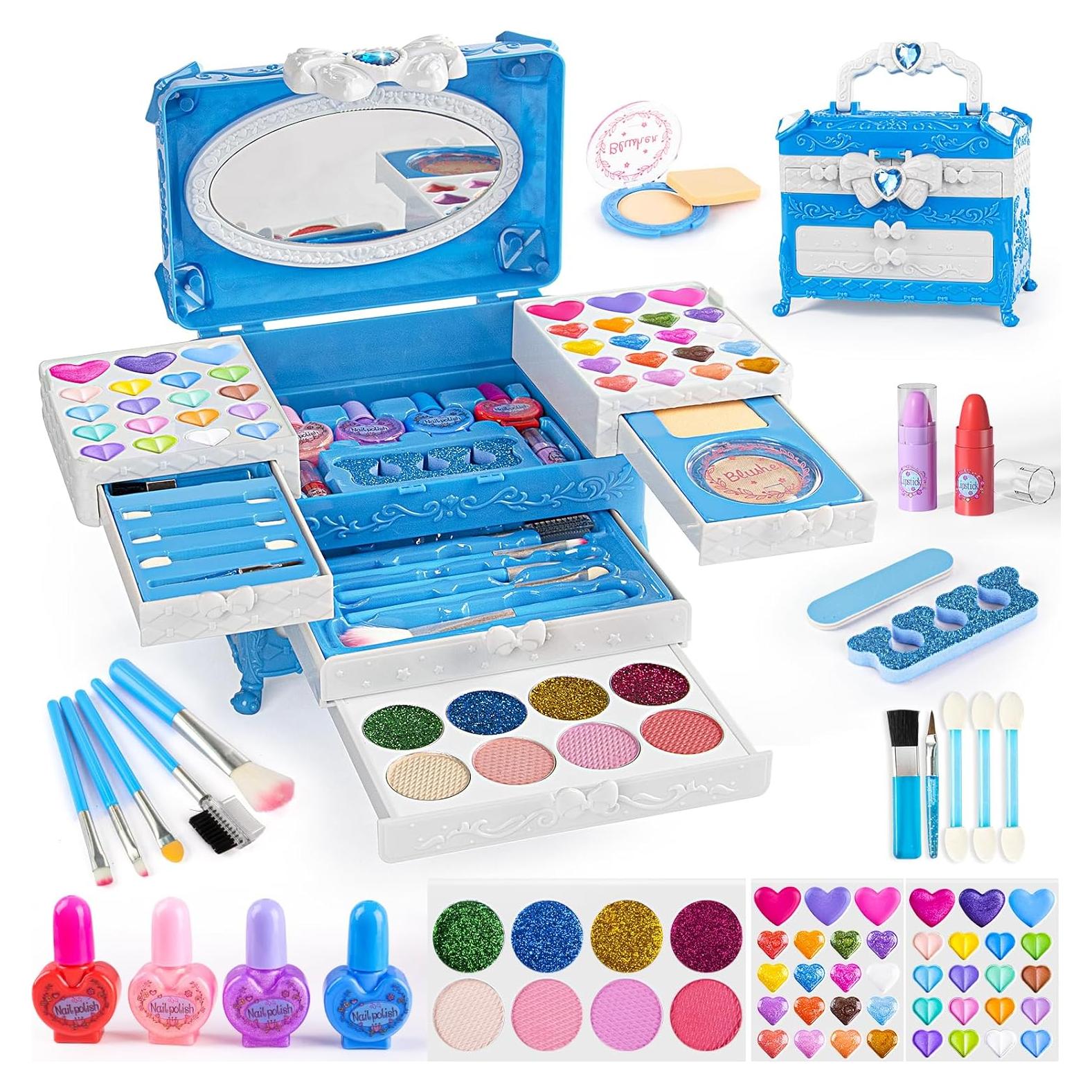 Kit de Maquillaje para Niñas GORISPI 66 Piezas Lavable Azul