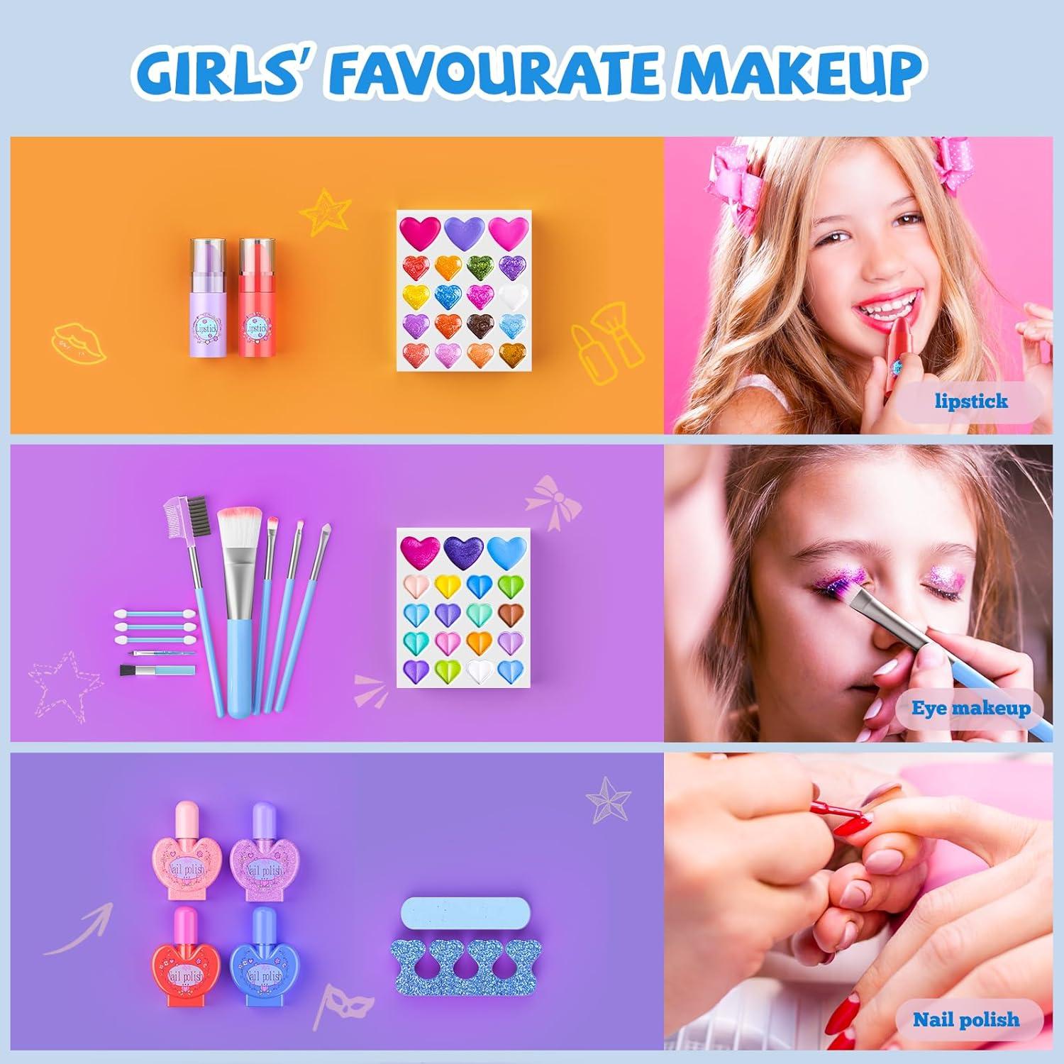 Kit de Maquillaje para Niñas GORISPI 66 Piezas Lavable Azul