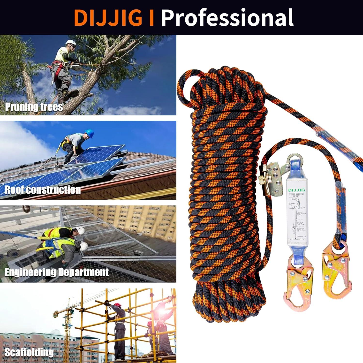 Arnés de Seguridad DIJJIG 15.24 m con Ganchos y Amortiguador