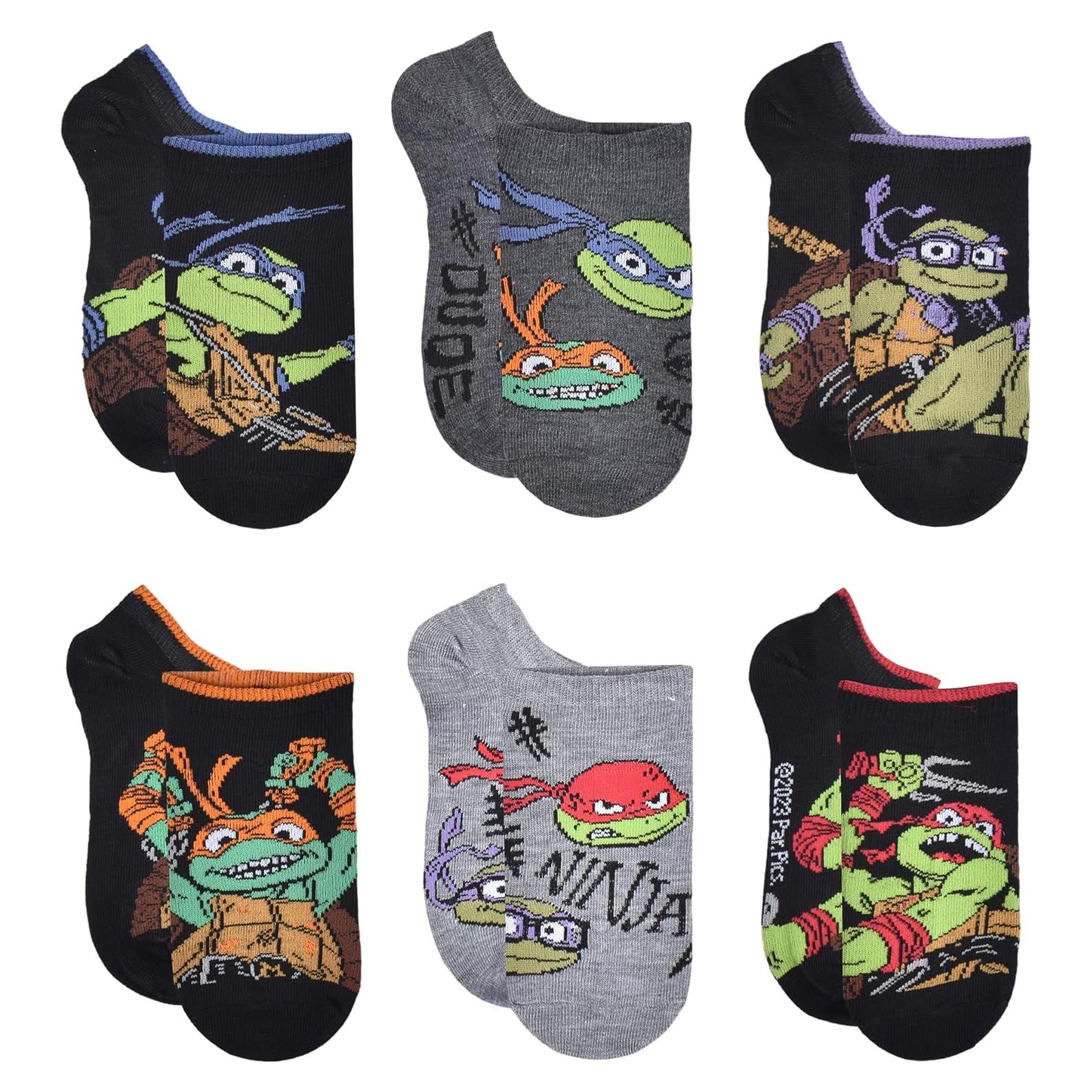 Calcetines sin mostrar Tortugas Ninja para niños - 6 pares