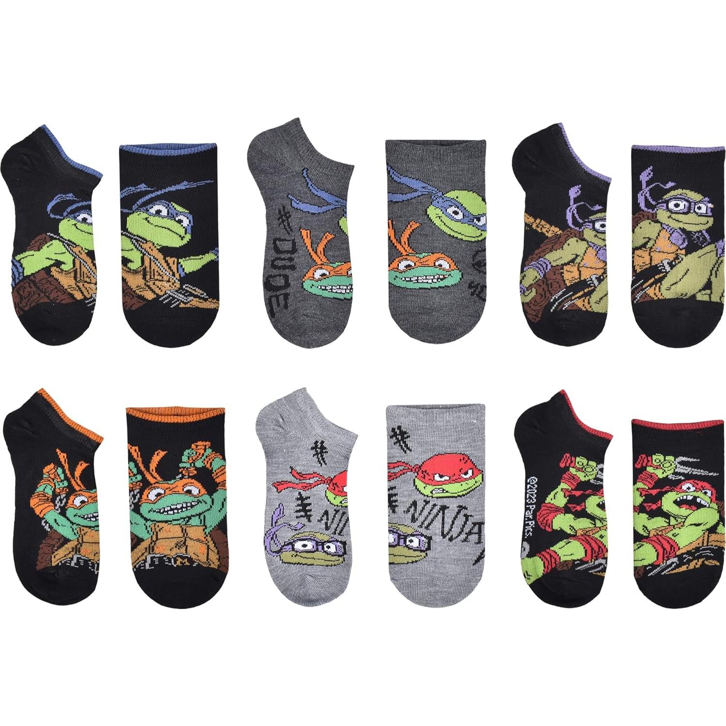 Calcetines sin mostrar Tortugas Ninja para niños - 6 pares