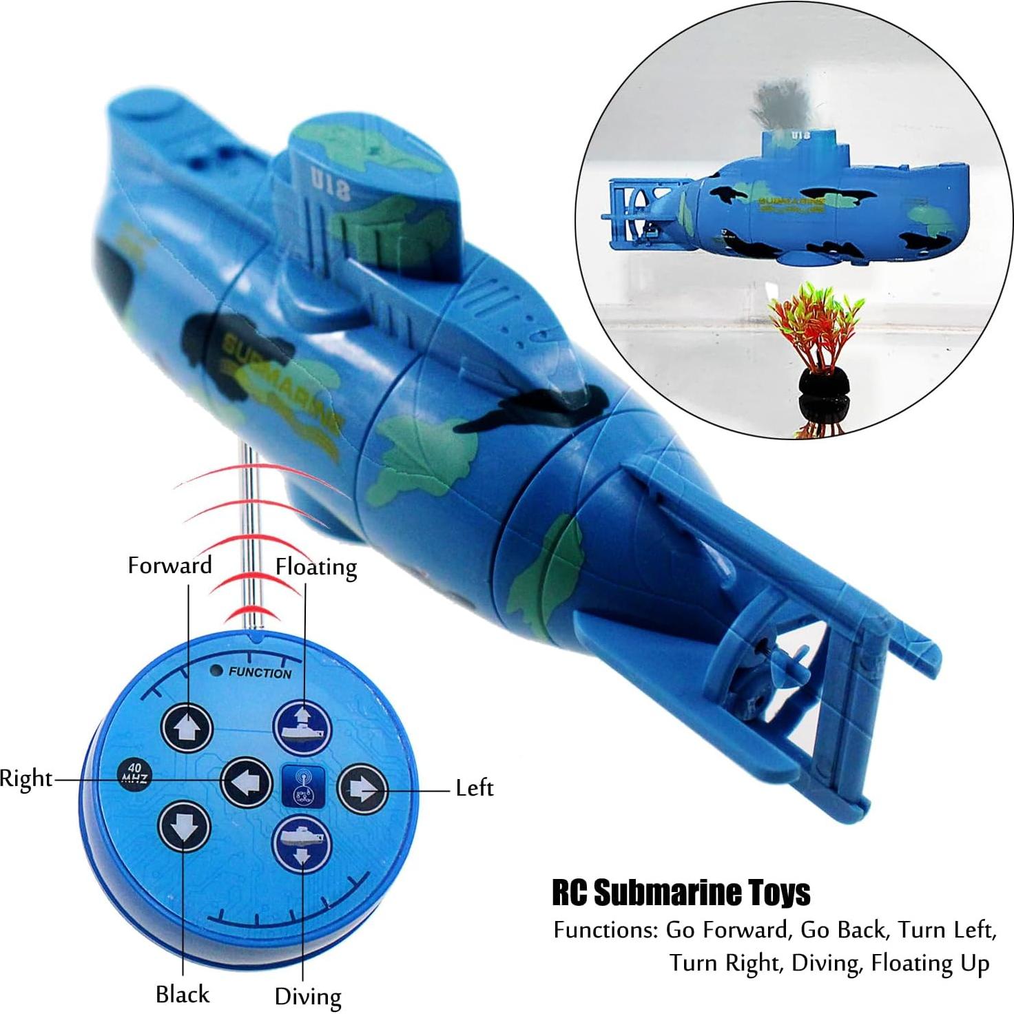Submarino RC Control Remoto Tipmant Azul 15 cm para Niños
