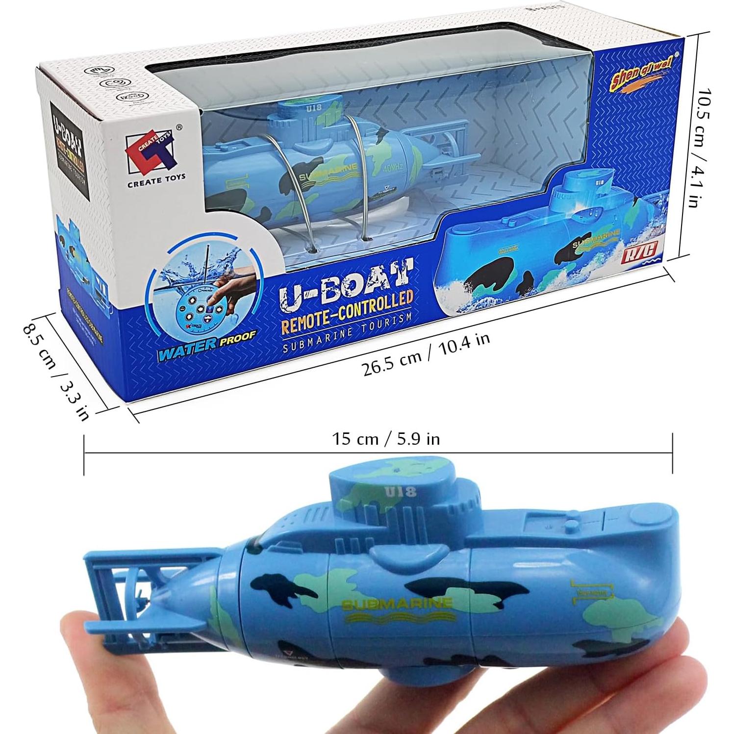 Submarino RC Control Remoto Tipmant Azul 15 cm para Niños