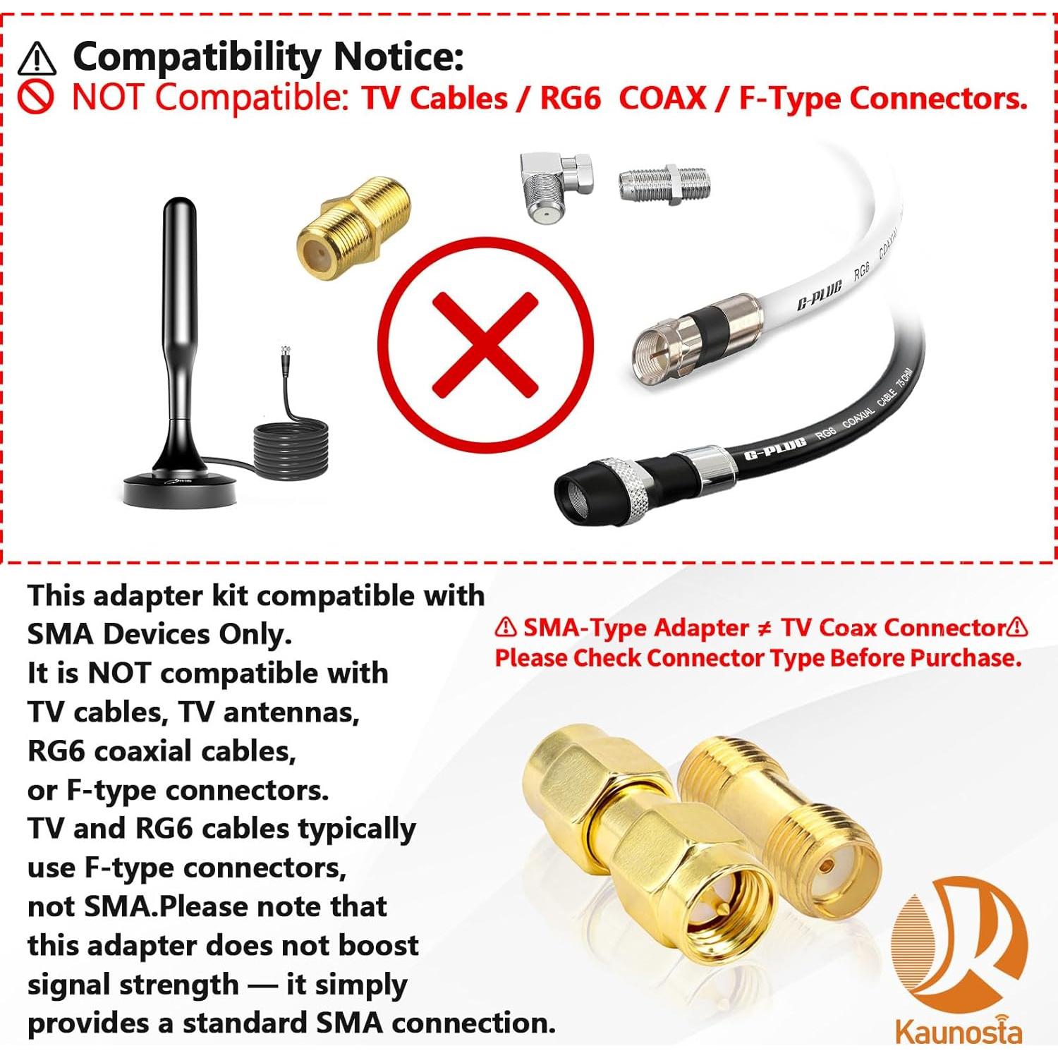 Kit de Adaptadores SMA 4PCS Kaunosta - Macho y Femenino