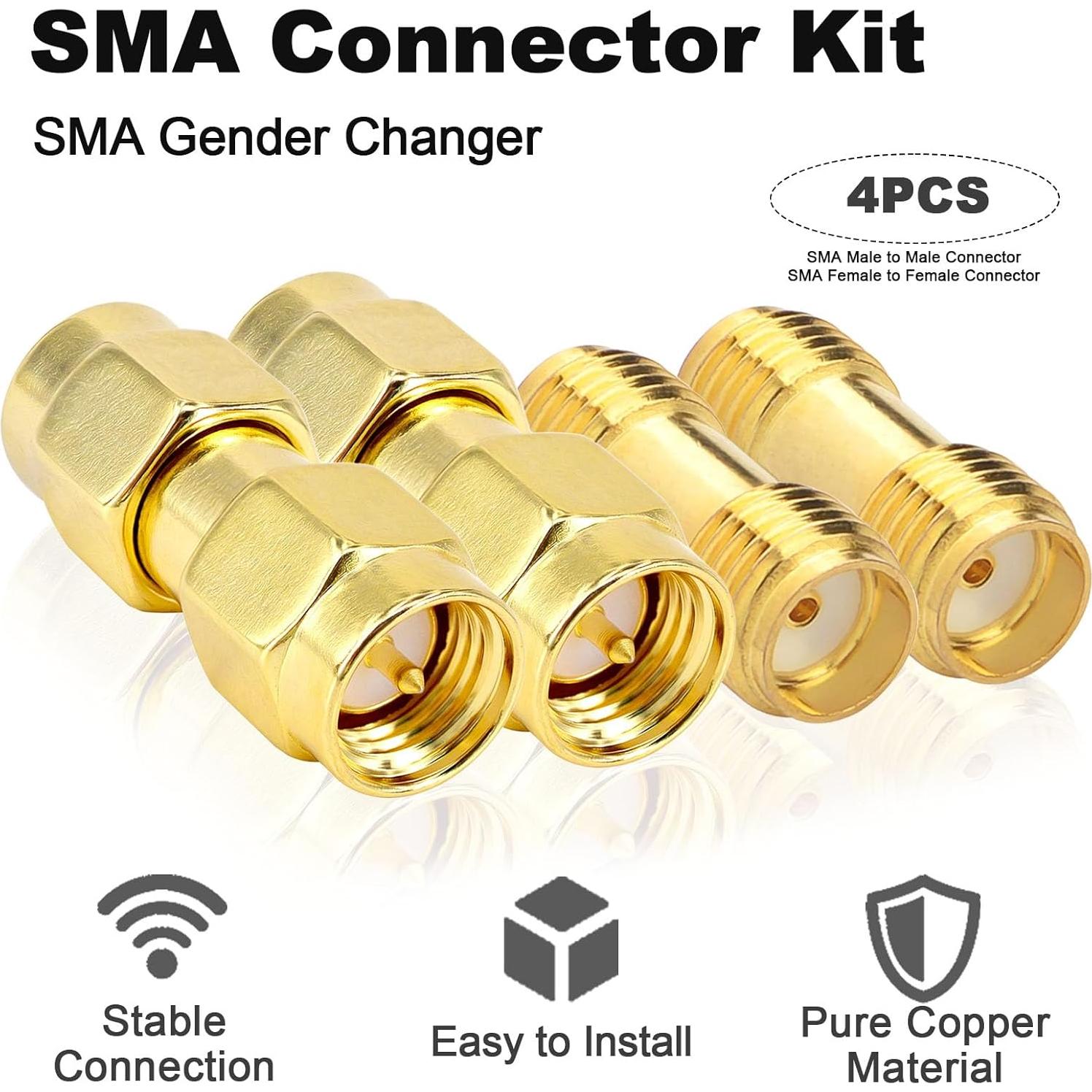 Kit de Adaptadores SMA 4PCS Kaunosta - Macho y Femenino