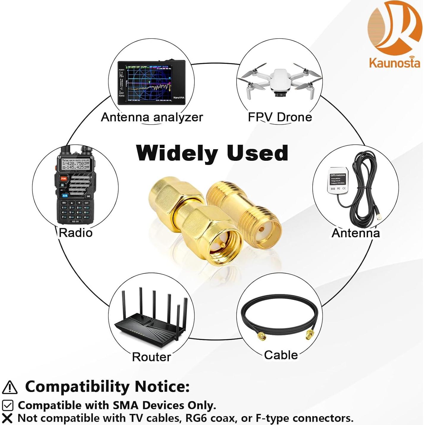 Kit de Adaptadores SMA 4PCS Kaunosta - Macho y Femenino