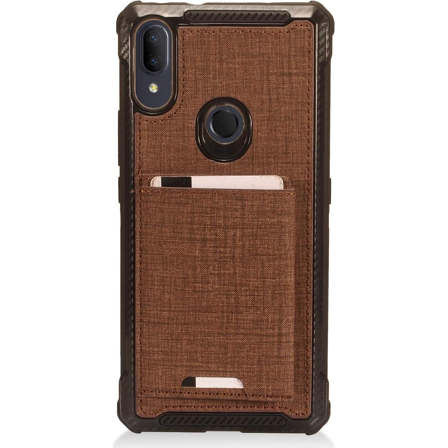 Carcasa híbrida denim CELZEN para Alcatel 3V 2019 - Marrón