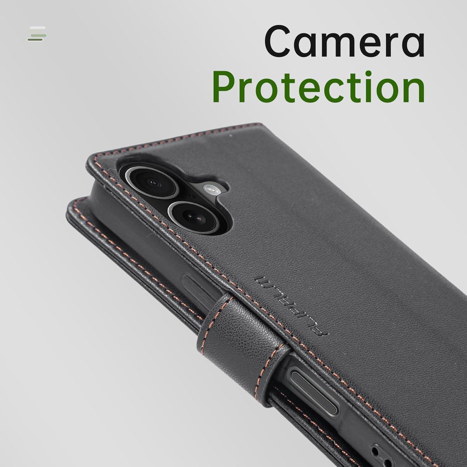 Funda billetera FLIPALM para iPhone 17, cuero PU, negro