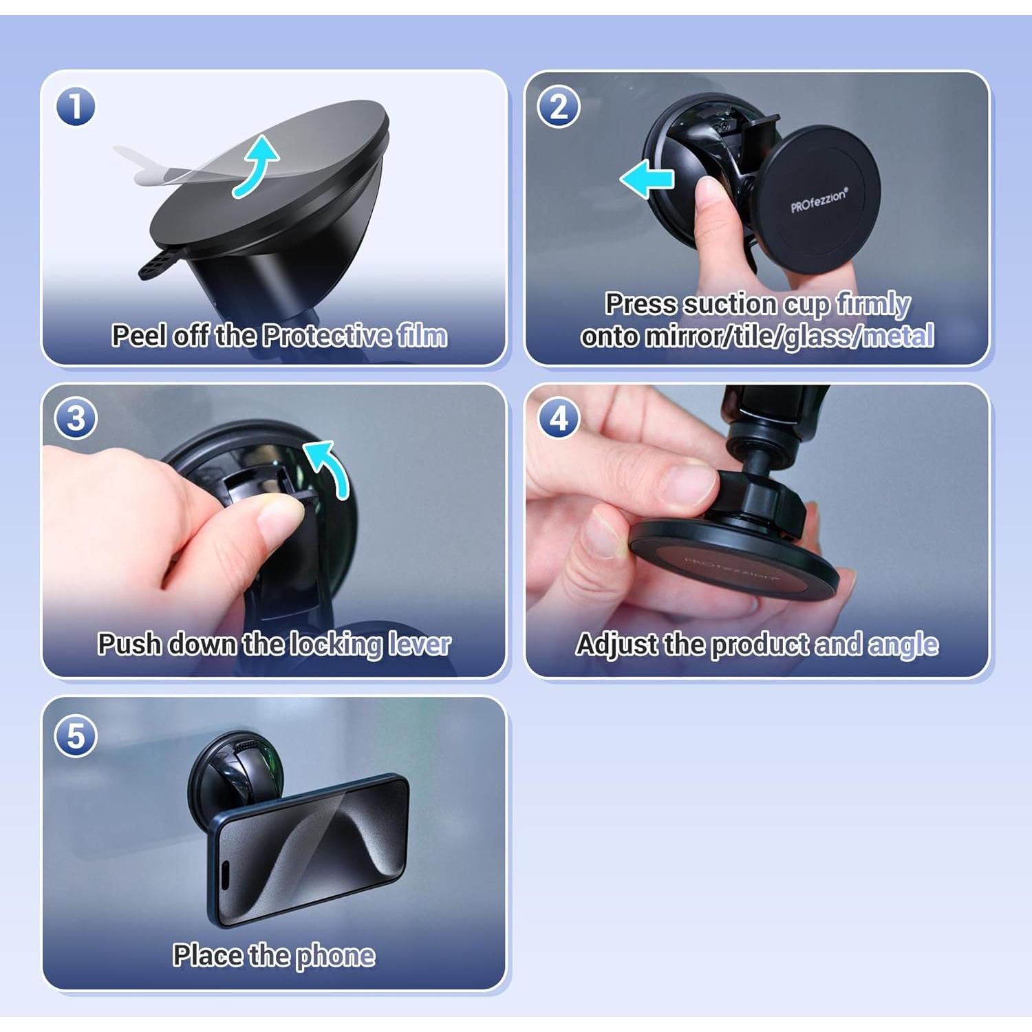 Soporte magnético para teléfono PROfezzion con ventosa 70mm