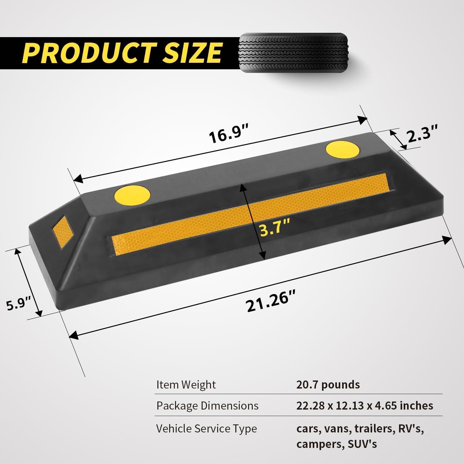 Bloques de Estacionamiento de Goma MaxxHaul 50135 con Reflectores