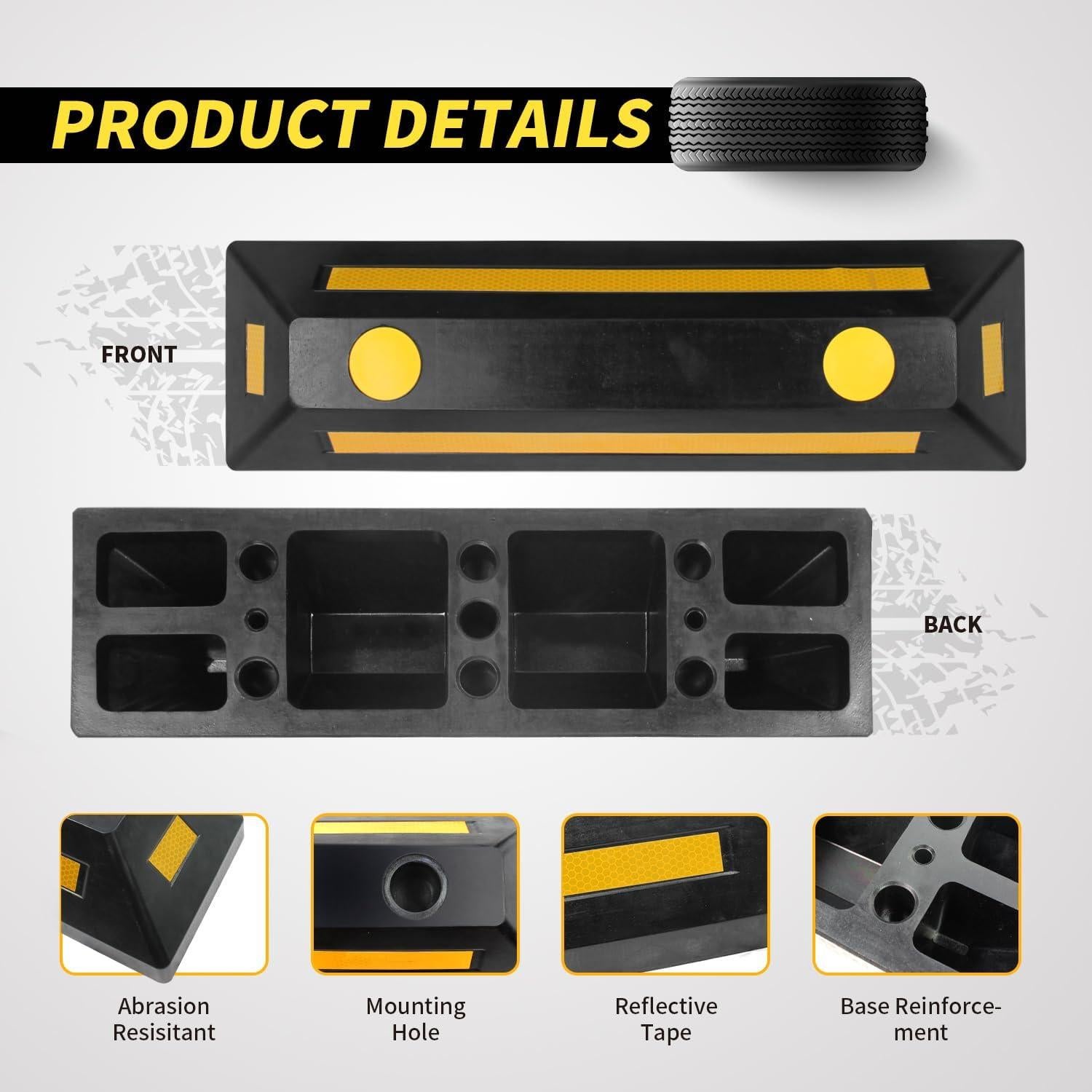 Bloques de Estacionamiento de Goma MaxxHaul 50135 con Reflectores