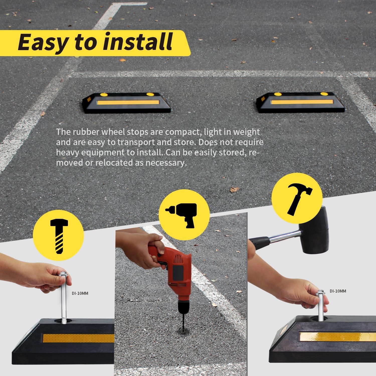 Bloques de Estacionamiento de Goma MaxxHaul 50135 con Reflectores