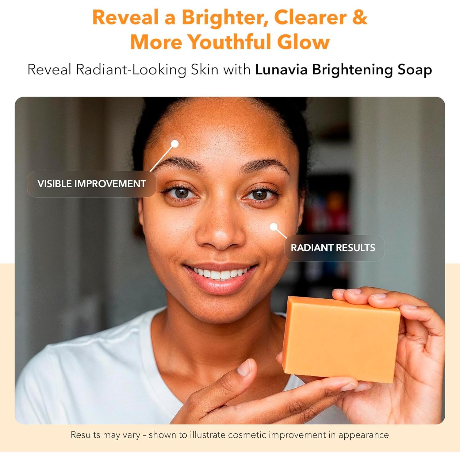 Jabón Aclarador Lunavia 99g - Ácido Kójico, Vitamina C, Retinol