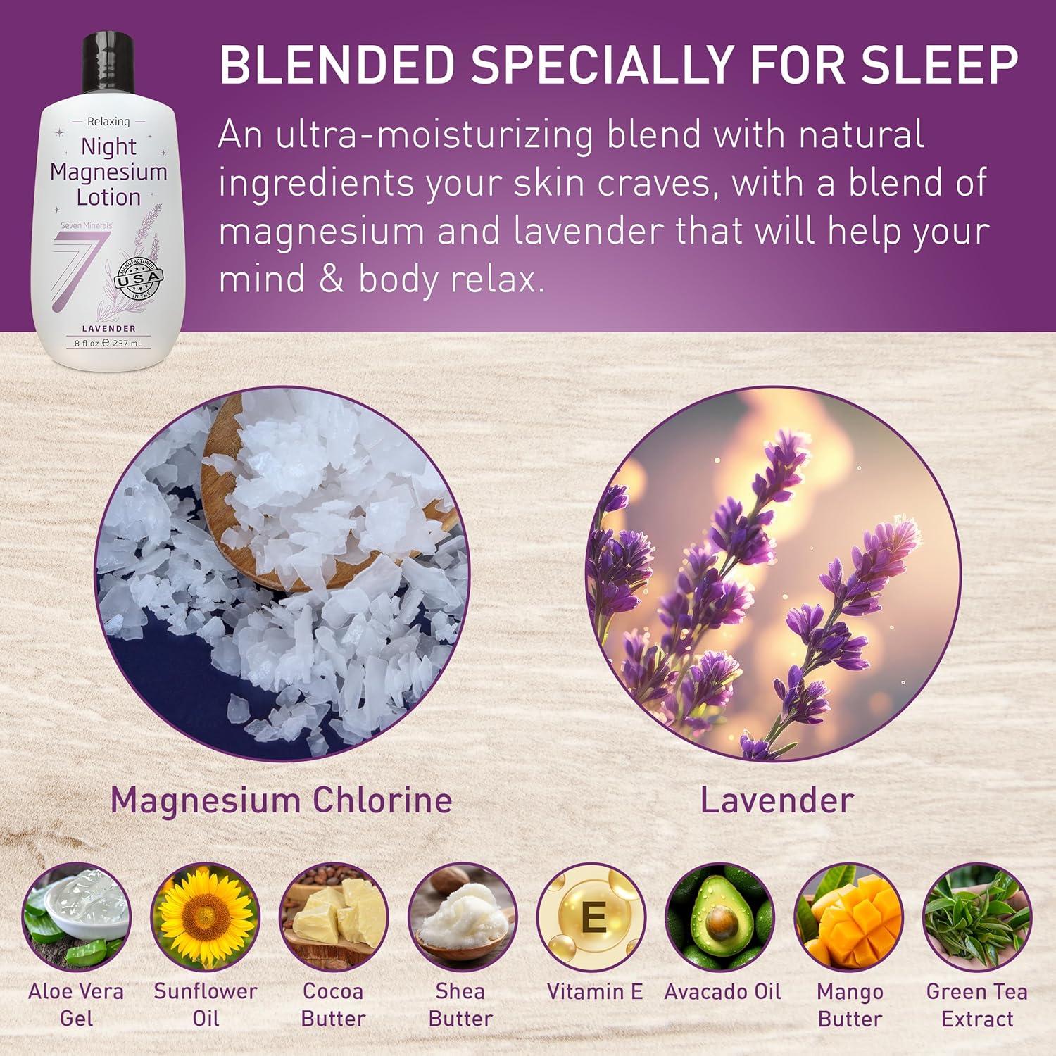 Loción de Magnesio Seven Minerals 236.6 ml - Relajante de Lavanda